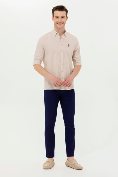 Erkek Slim Fit Lacivert Kanvas Pantolon