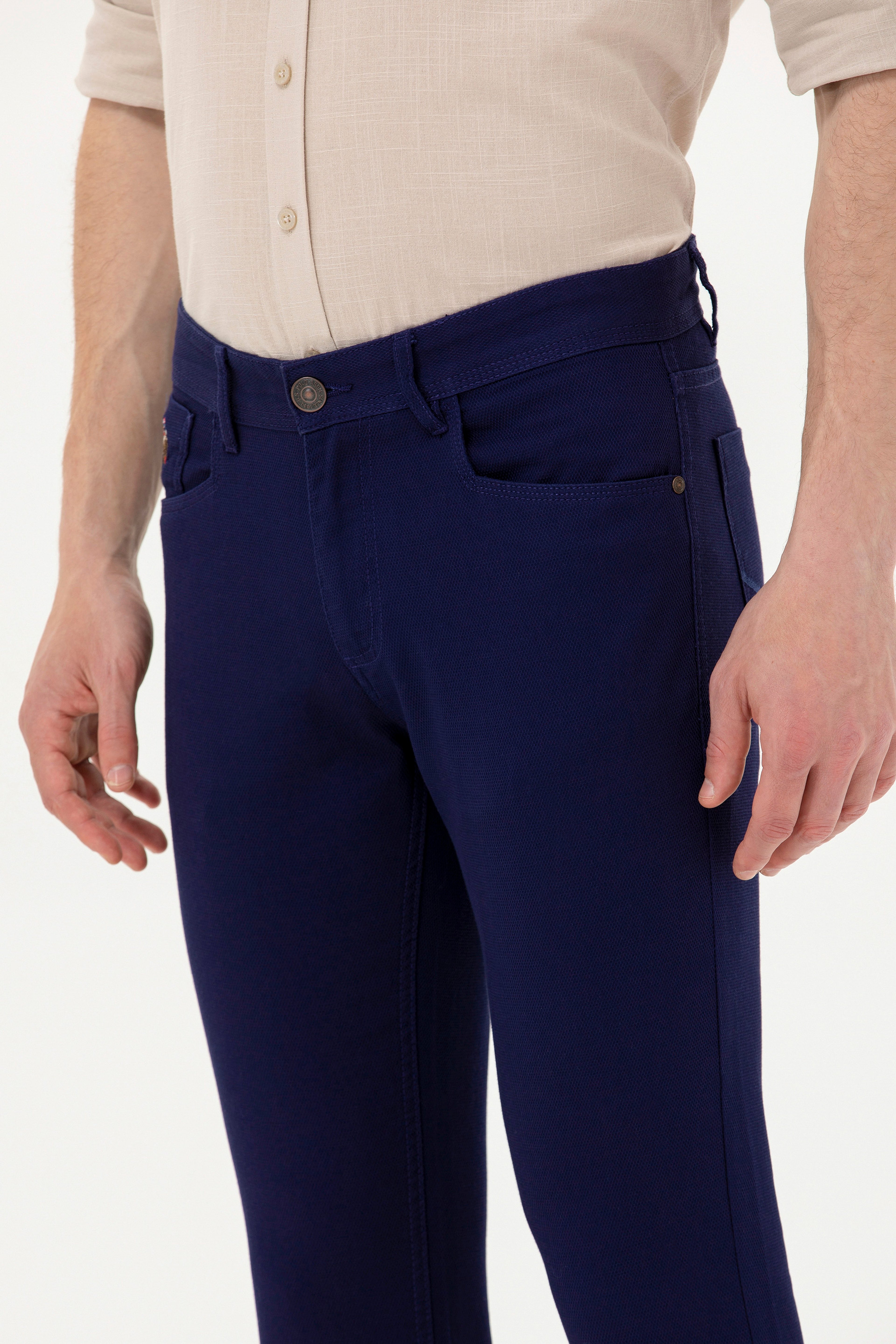 Erkek Slim Fit Lacivert Kanvas Pantolon - Image 6