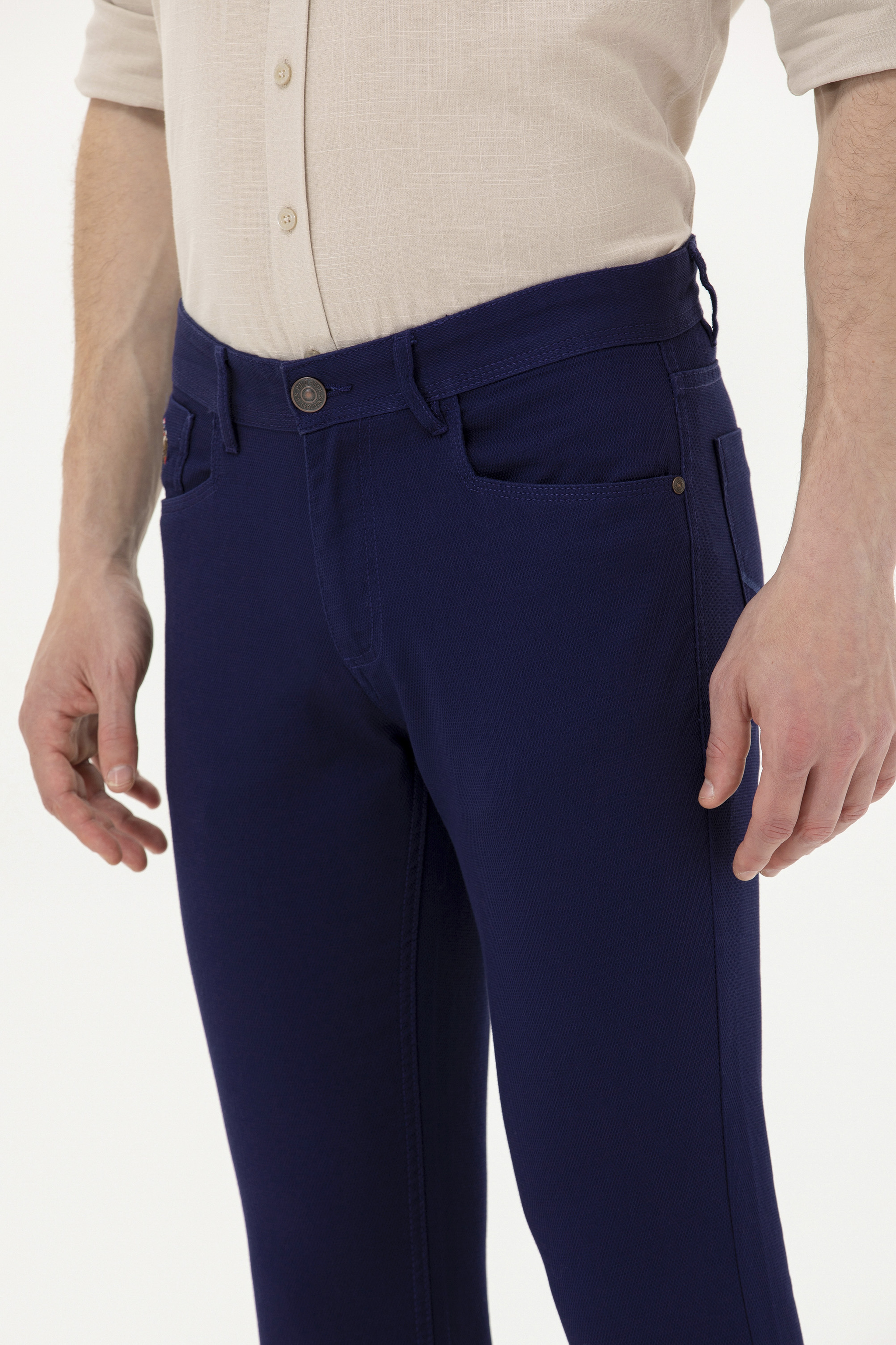 Erkek Slim Fit Lacivert Kanvas Pantolon