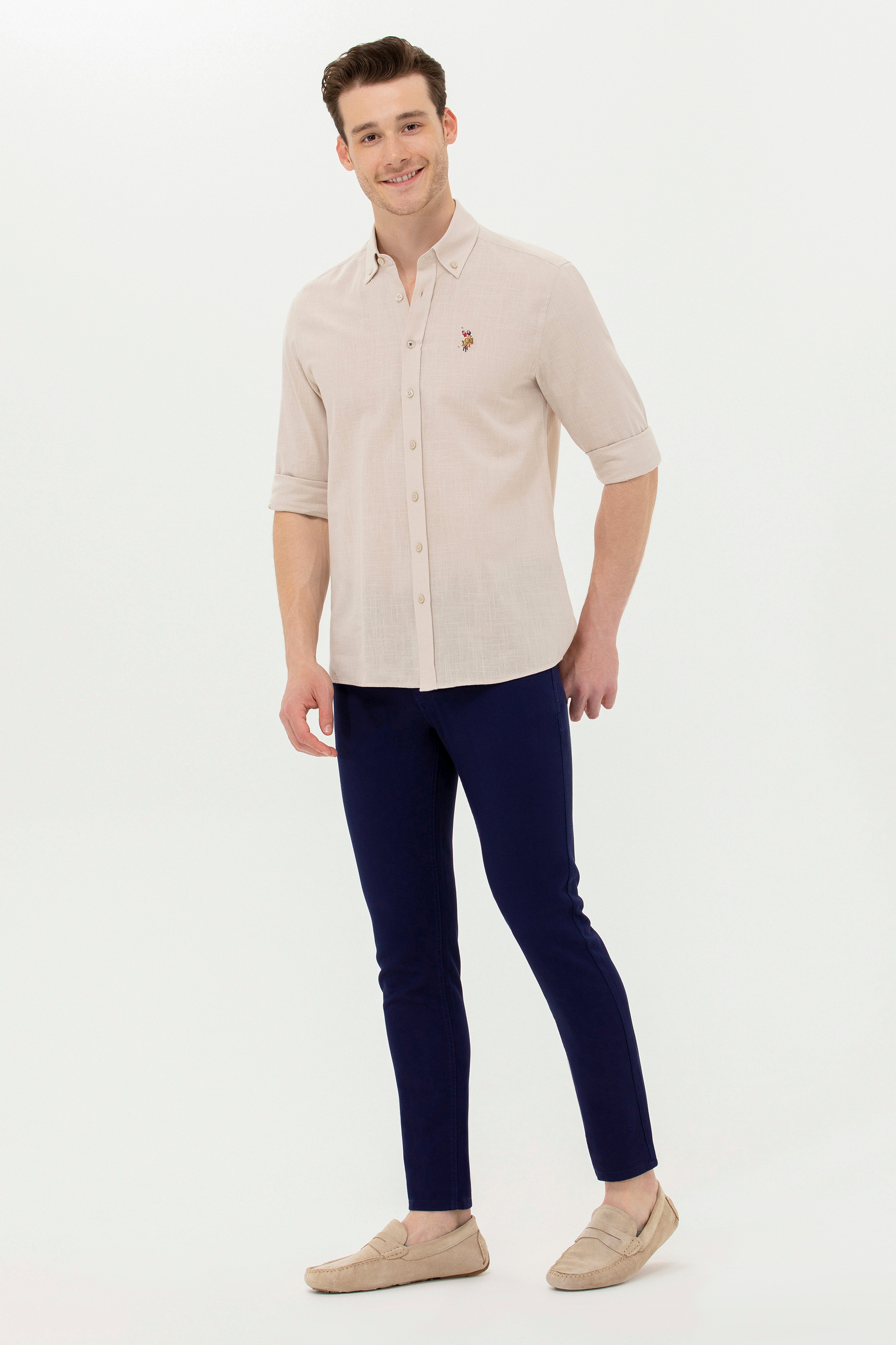 Erkek Slim Fit Lacivert Kanvas Pantolon - Image 1