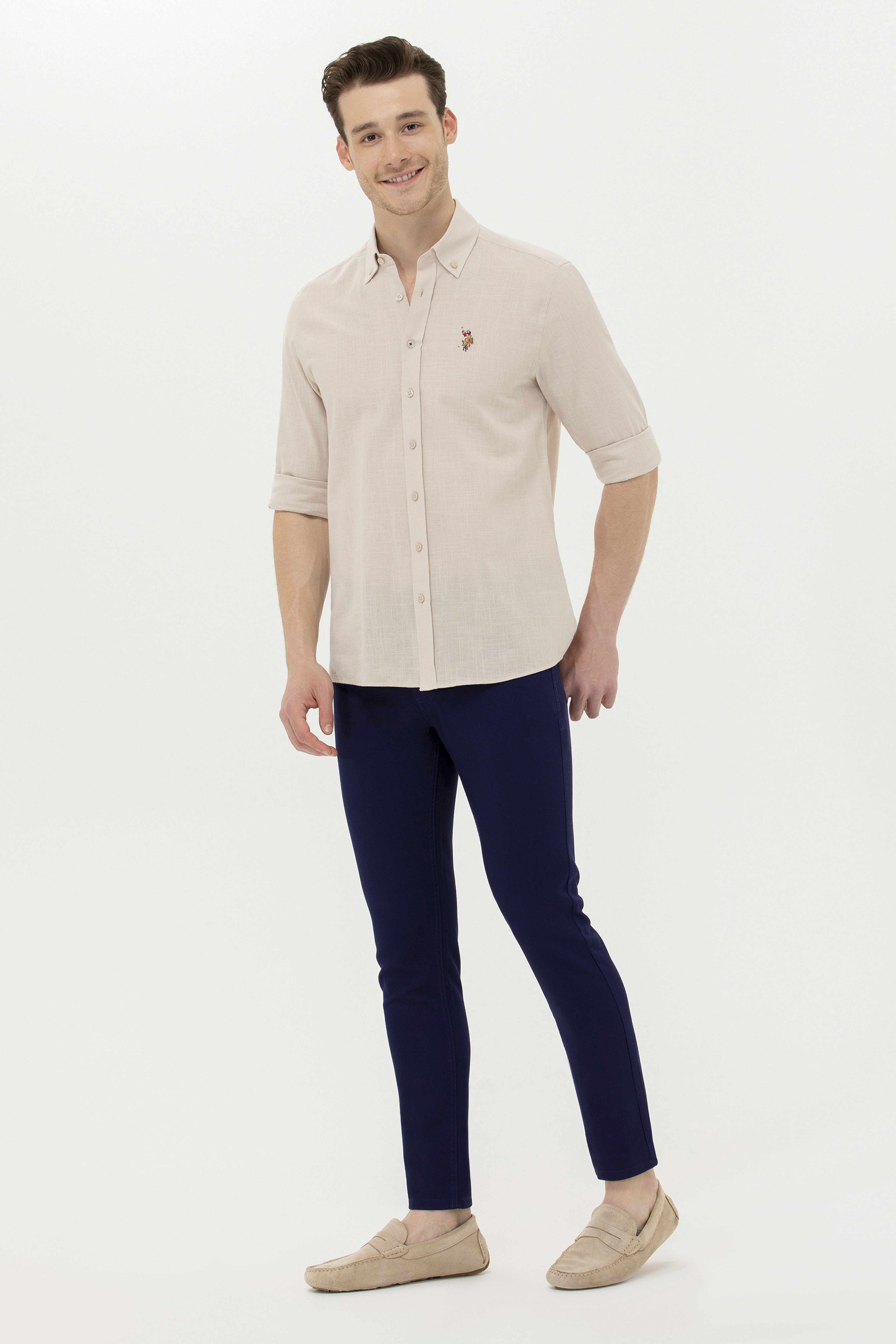 Erkek Slim Fit Lacivert Kanvas Pantolon