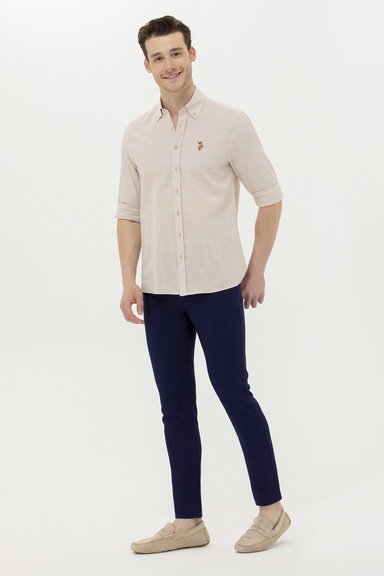Erkek Slim Fit Lacivert Kanvas Pantolon