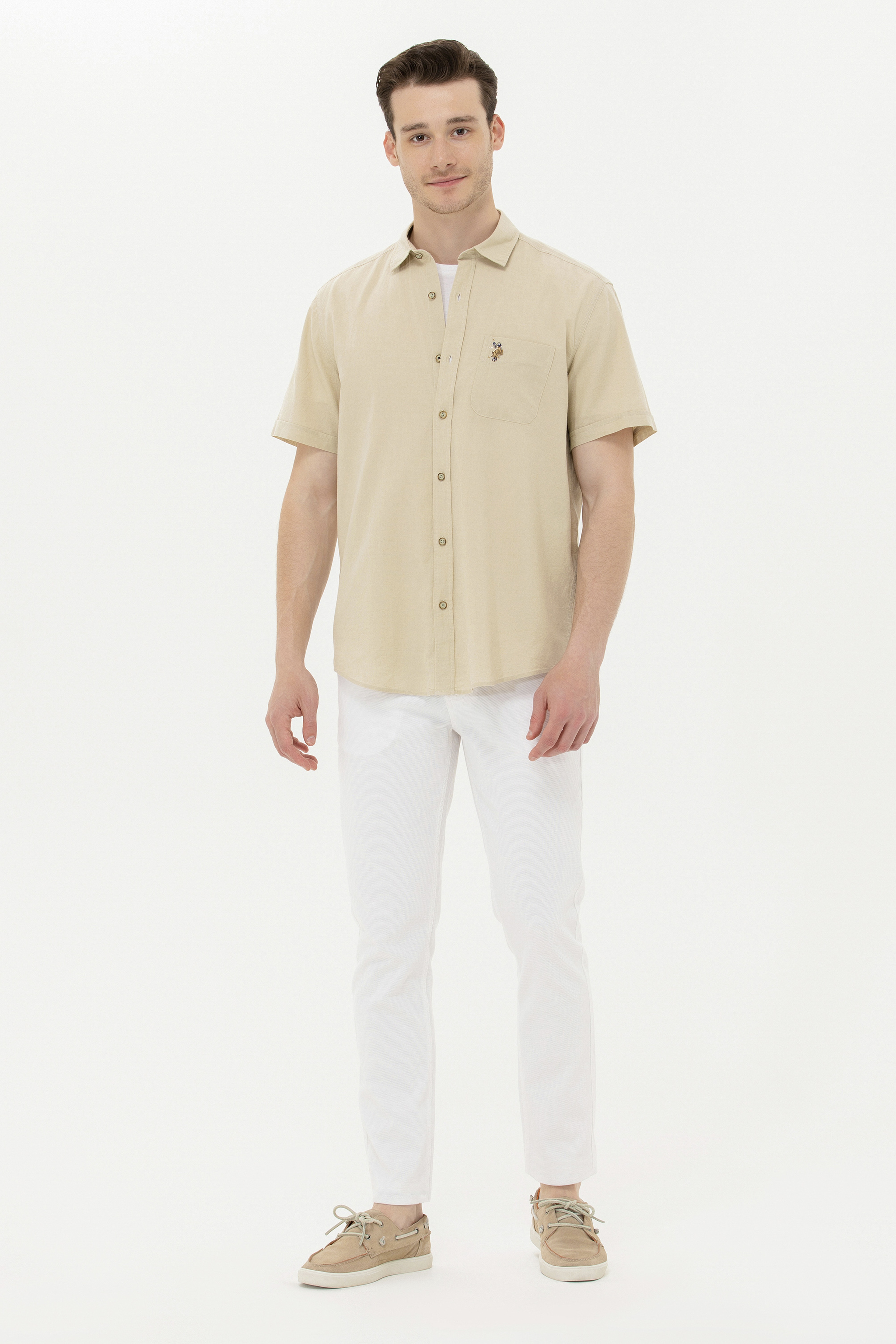 Erkek Slim Fit Beyaz Kanvas / Chino Pantolon - Image 3