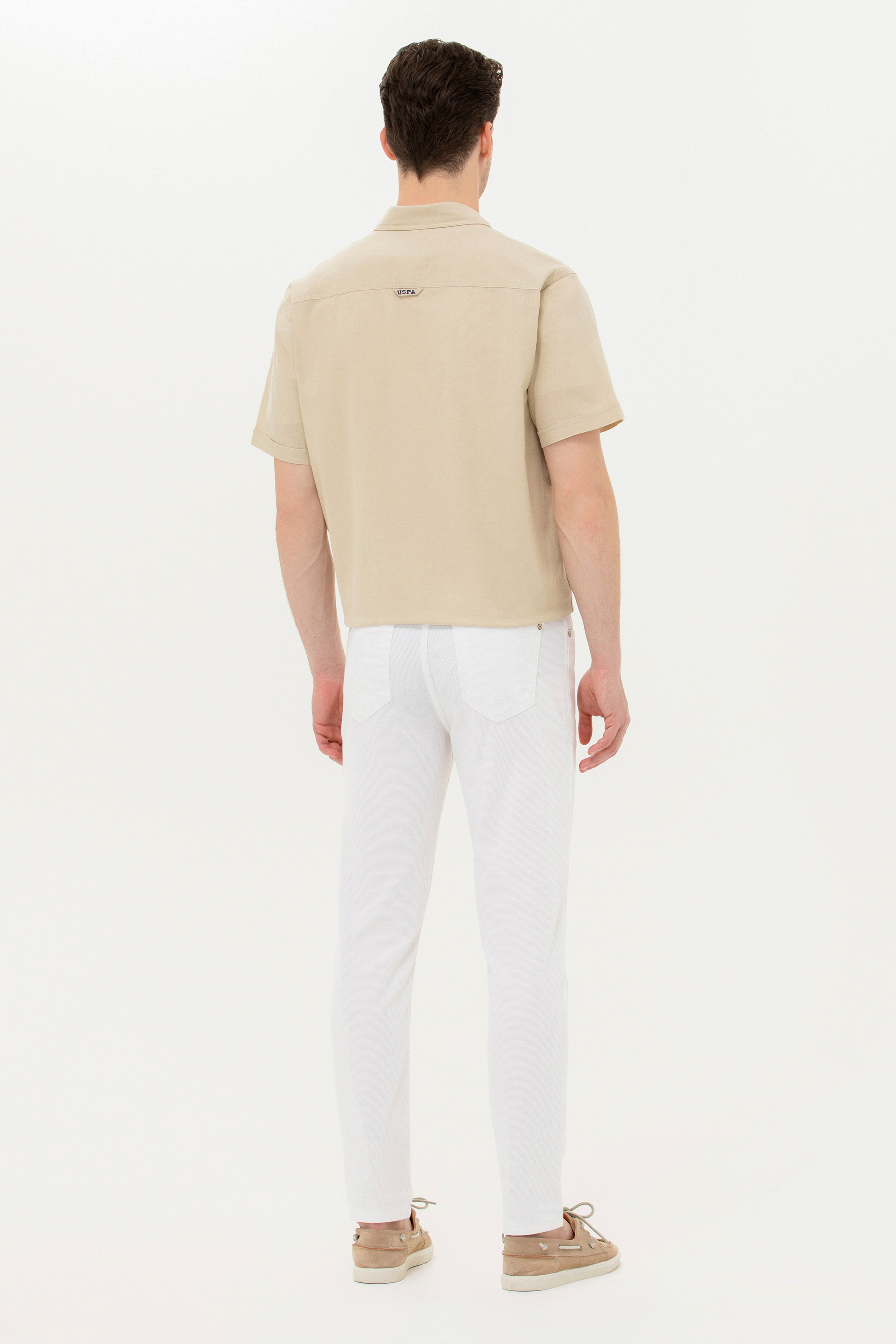 Erkek Slim Fit Beyaz Kanvas / Chino Pantolon - Image 4