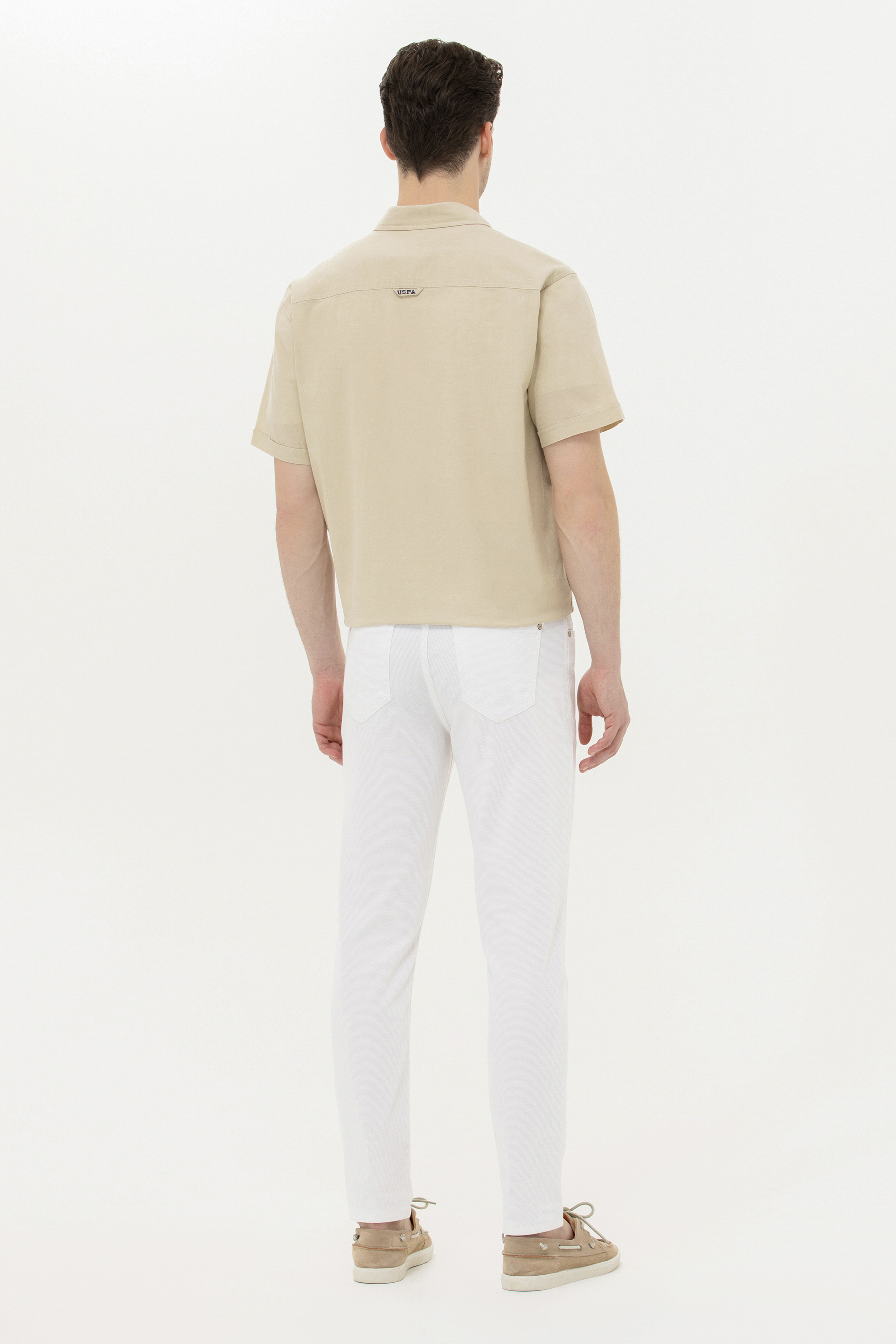 Erkek Slim Fit Beyaz Kanvas / Chino Pantolon