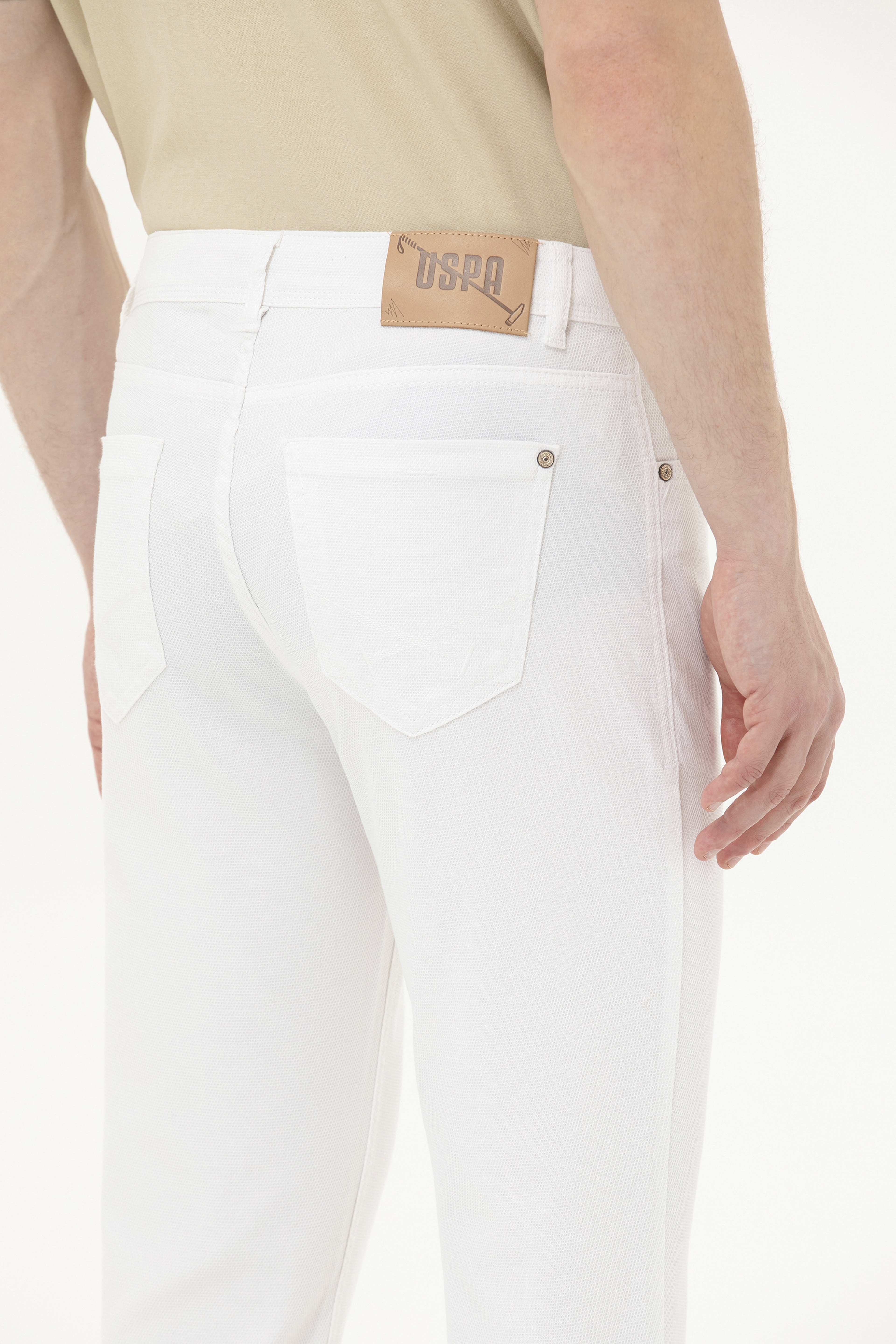 Erkek Slim Fit Beyaz Kanvas / Chino Pantolon - Image 7