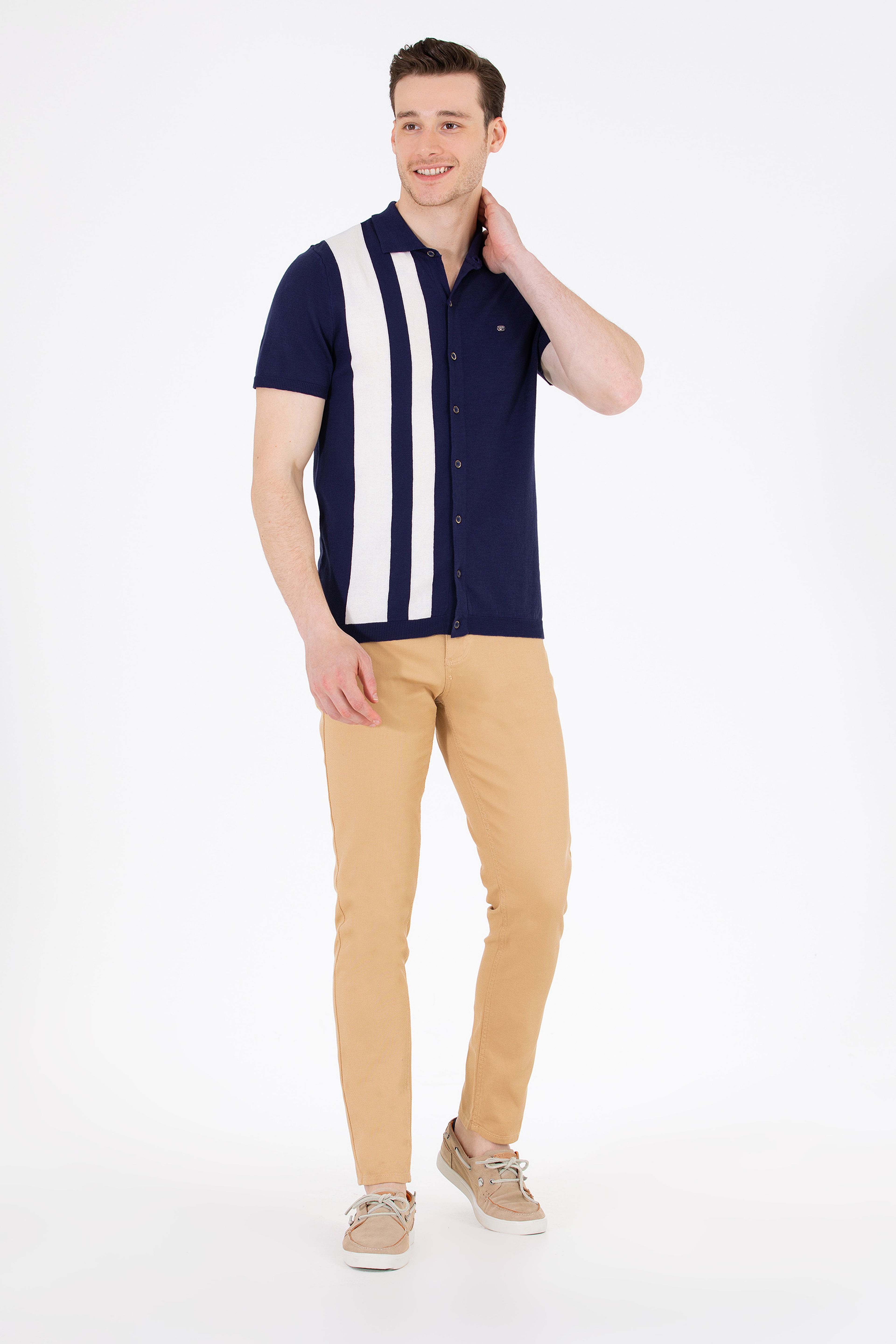 Erkek Slim Fit Camel Kanvas / Chino Pantolon - Image 1