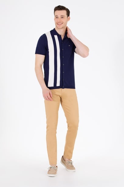 Erkek Slim Fit Camel Kanvas / Chino Pantolon