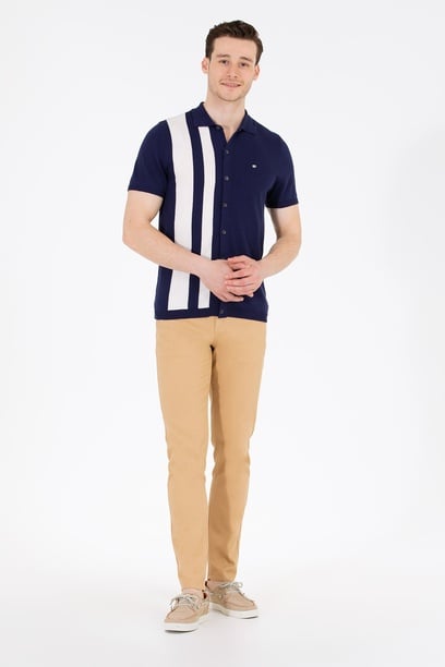 Erkek Slim Fit Camel Kanvas / Chino Pantolon