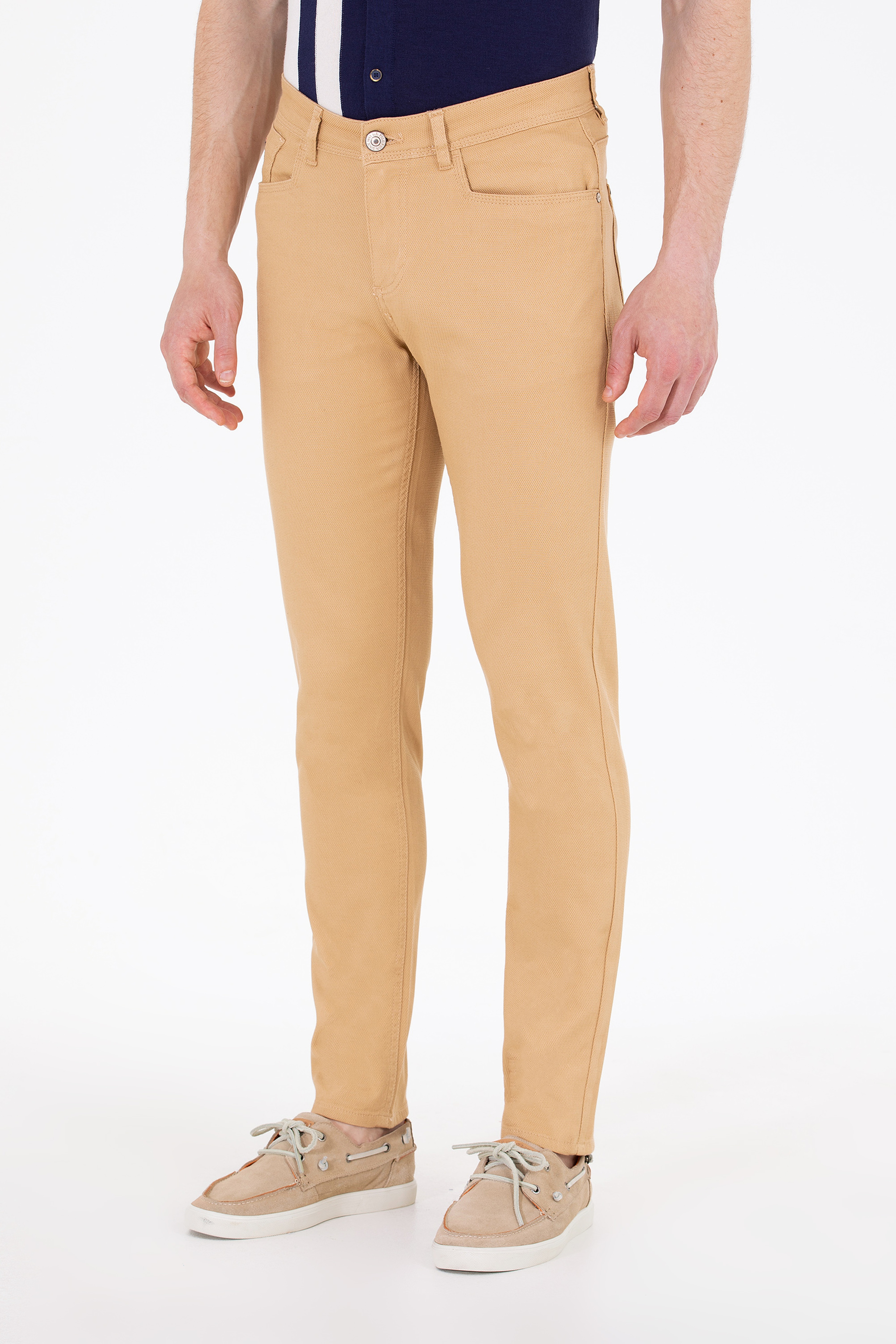Erkek Slim Fit Camel Kanvas / Chino Pantolon - Image 2