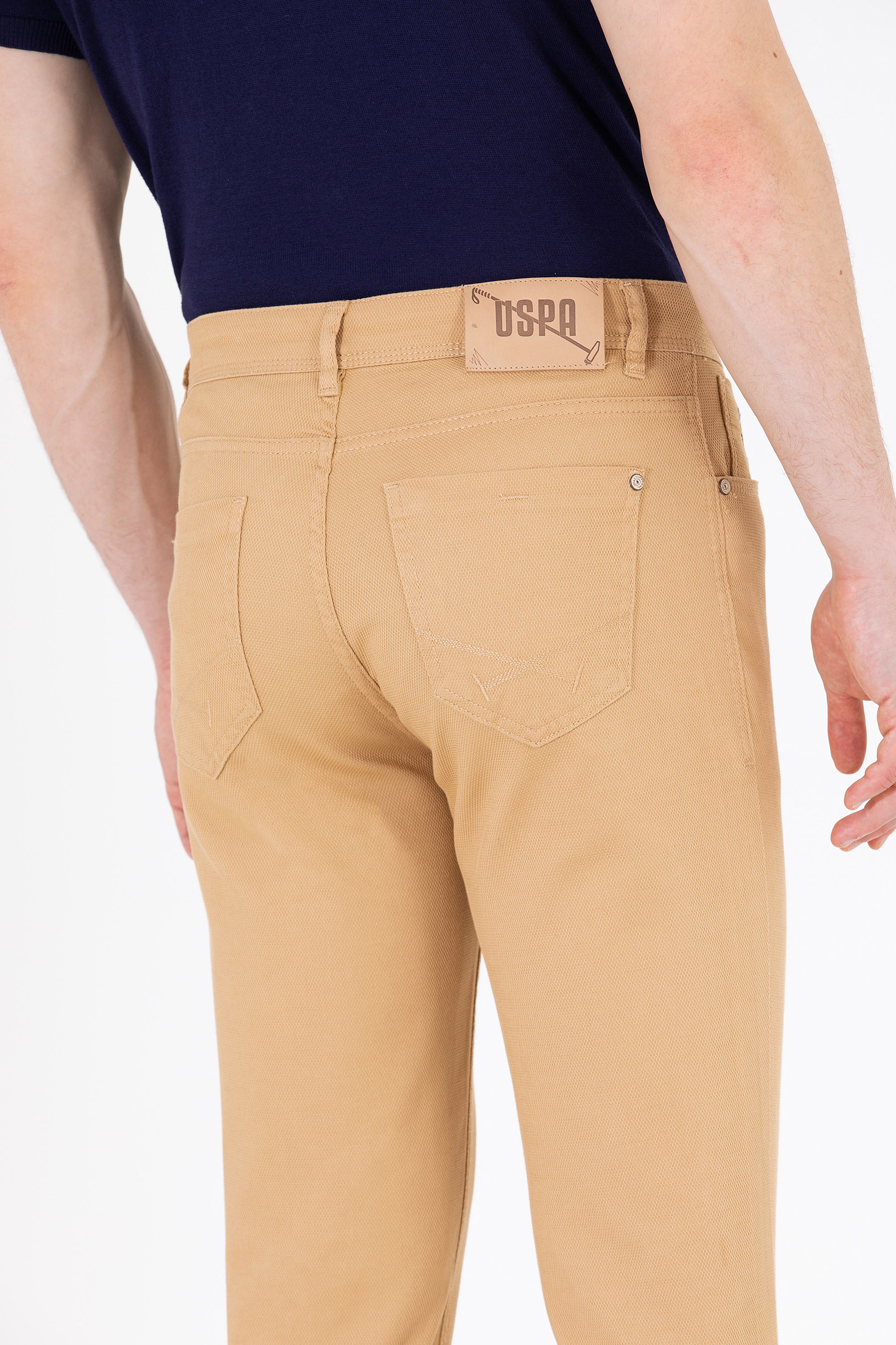 Erkek Slim Fit Camel Kanvas / Chino Pantolon
