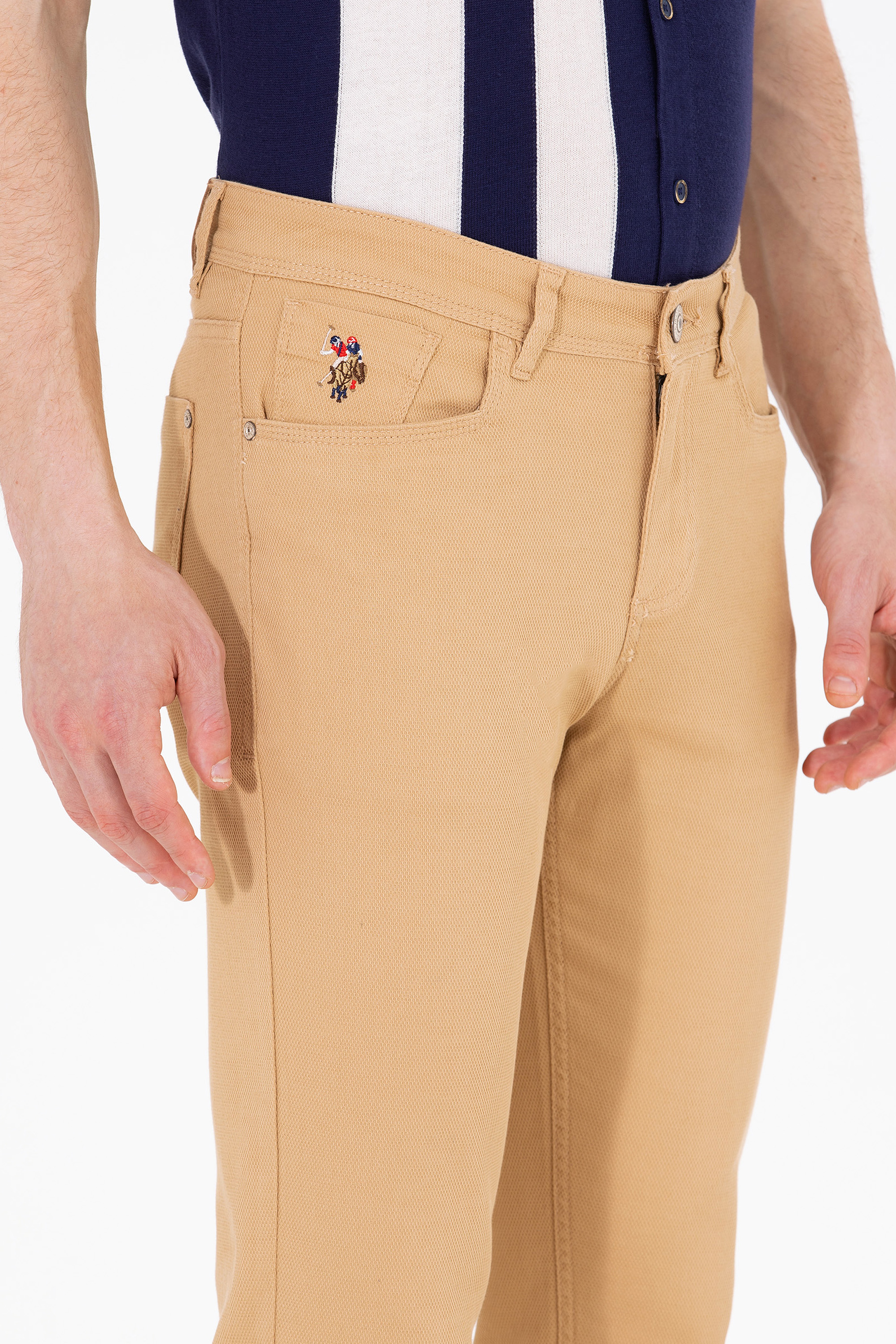 Erkek Slim Fit Camel Kanvas / Chino Pantolon