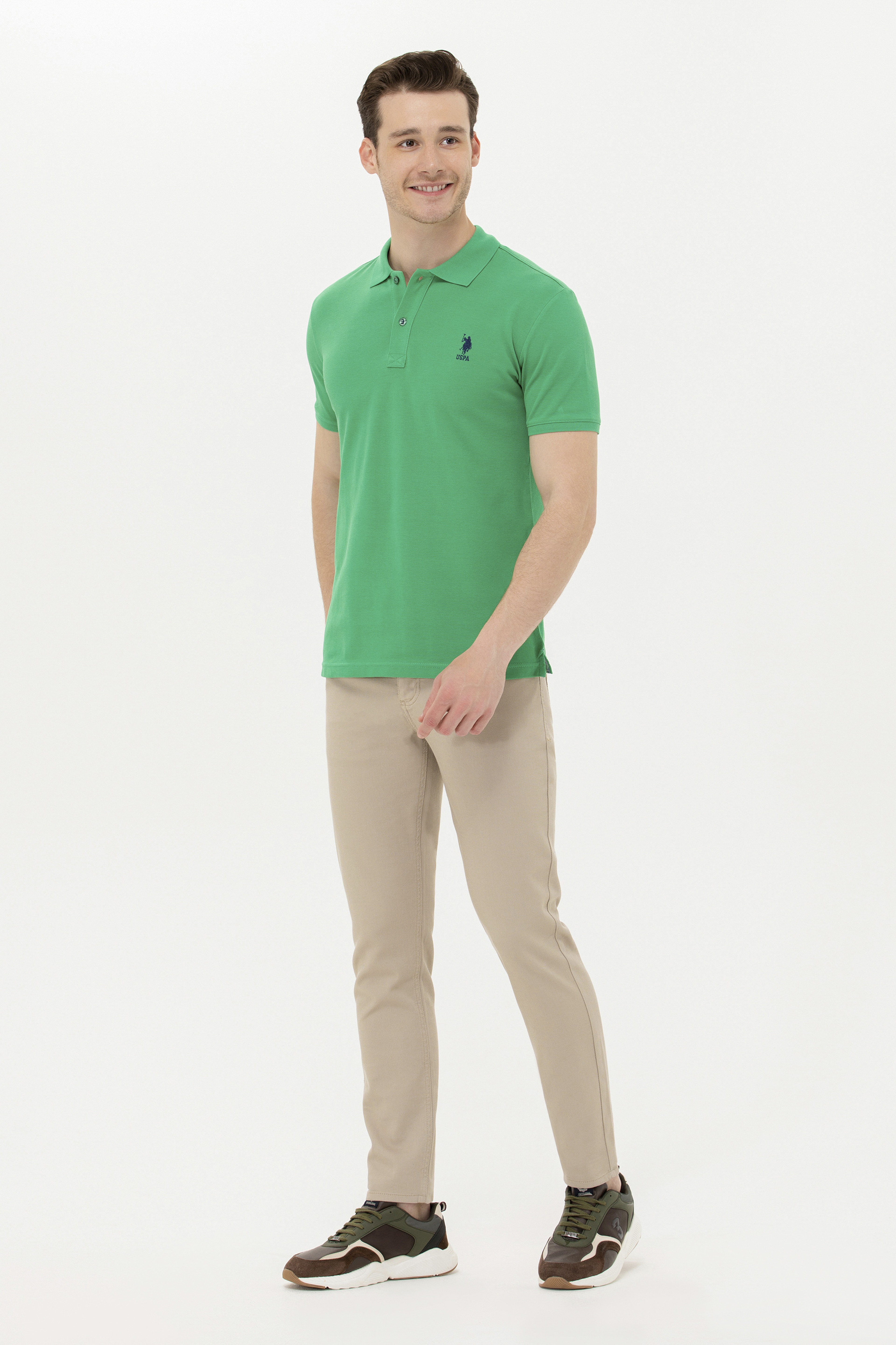 Erkek Slim Fit Haki Kanvas / Chino Pantolon
