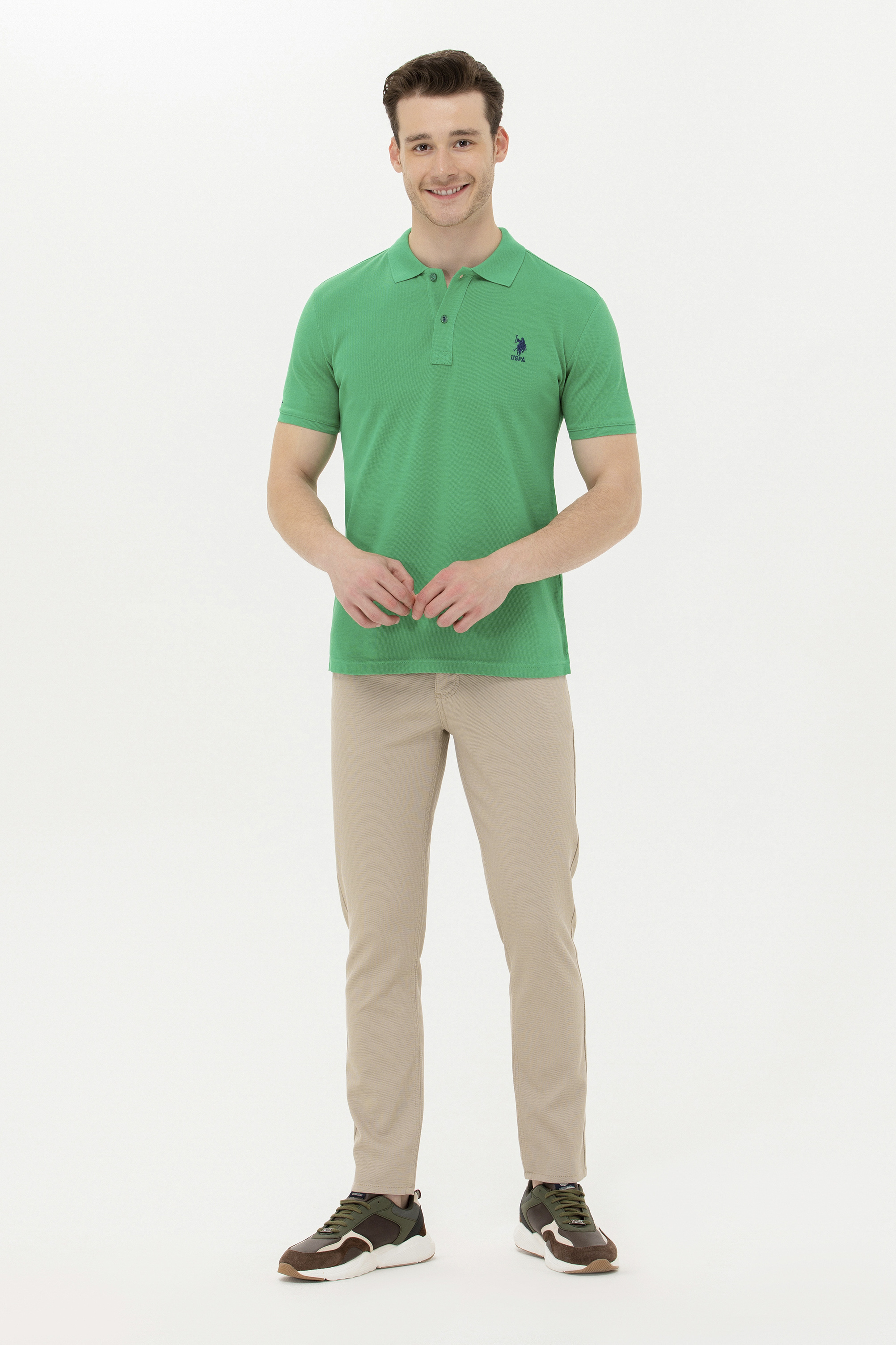 Erkek Slim Fit Haki Kanvas / Chino Pantolon