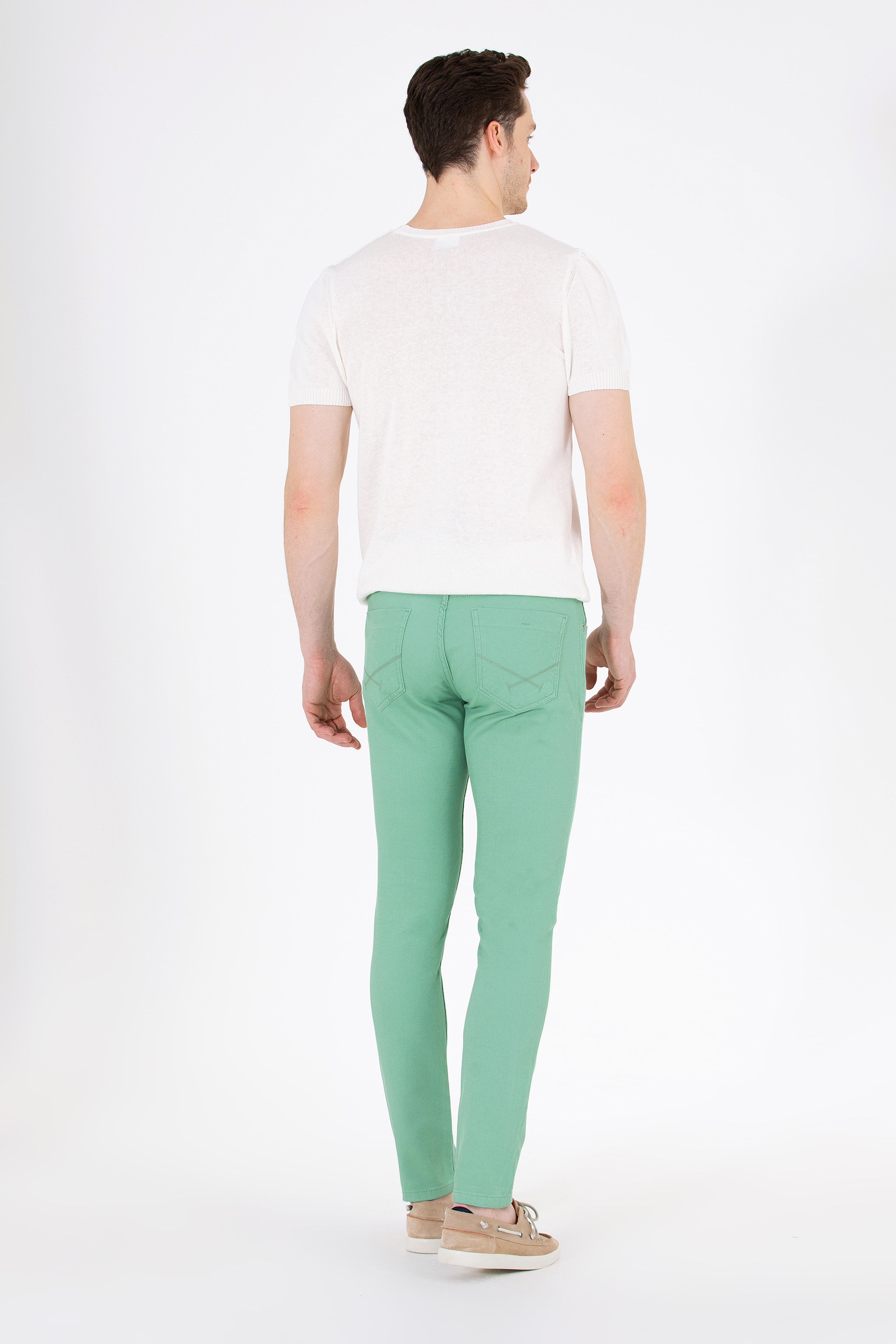 Erkek Slim Fit Koyu Yeşil Kanvas / Chino Pantolon