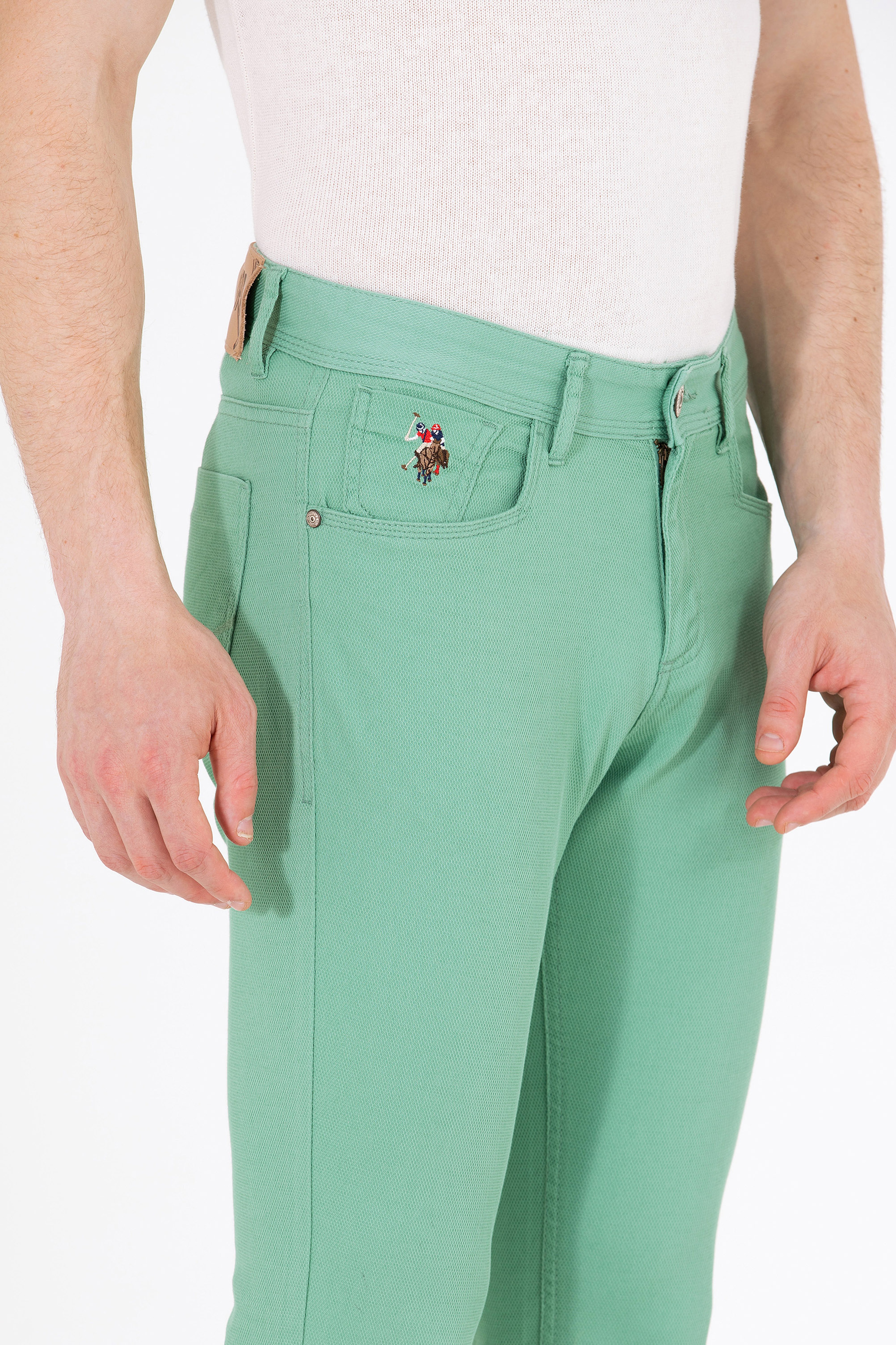 Erkek Slim Fit Koyu Yeşil Kanvas / Chino Pantolon