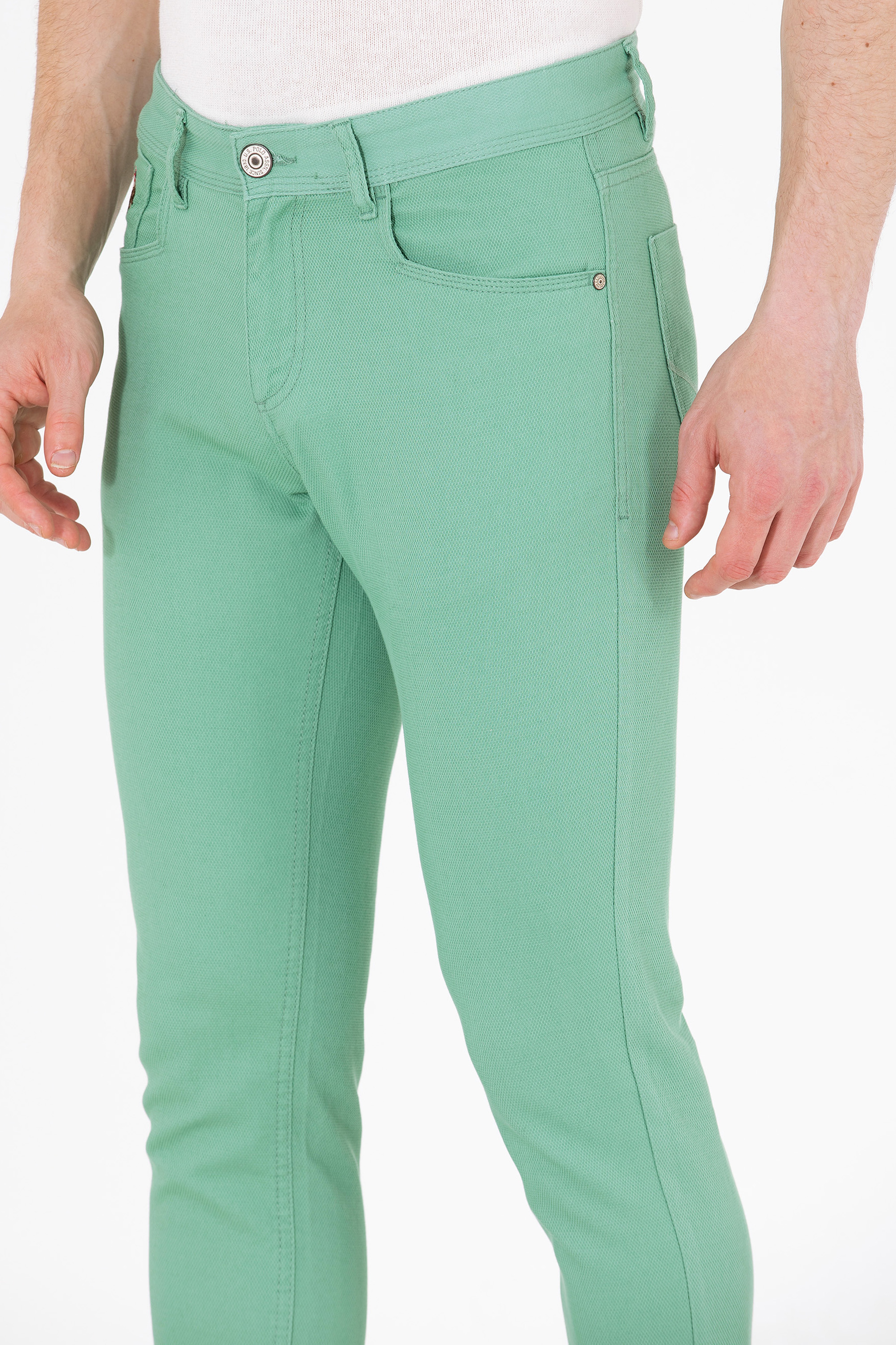 Erkek Slim Fit Koyu Yeşil Kanvas / Chino Pantolon - Image 6