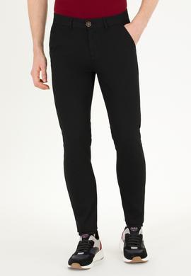 Erkek Slim Fit Siyah Kanvas / Chino Pantolon - 50266090012