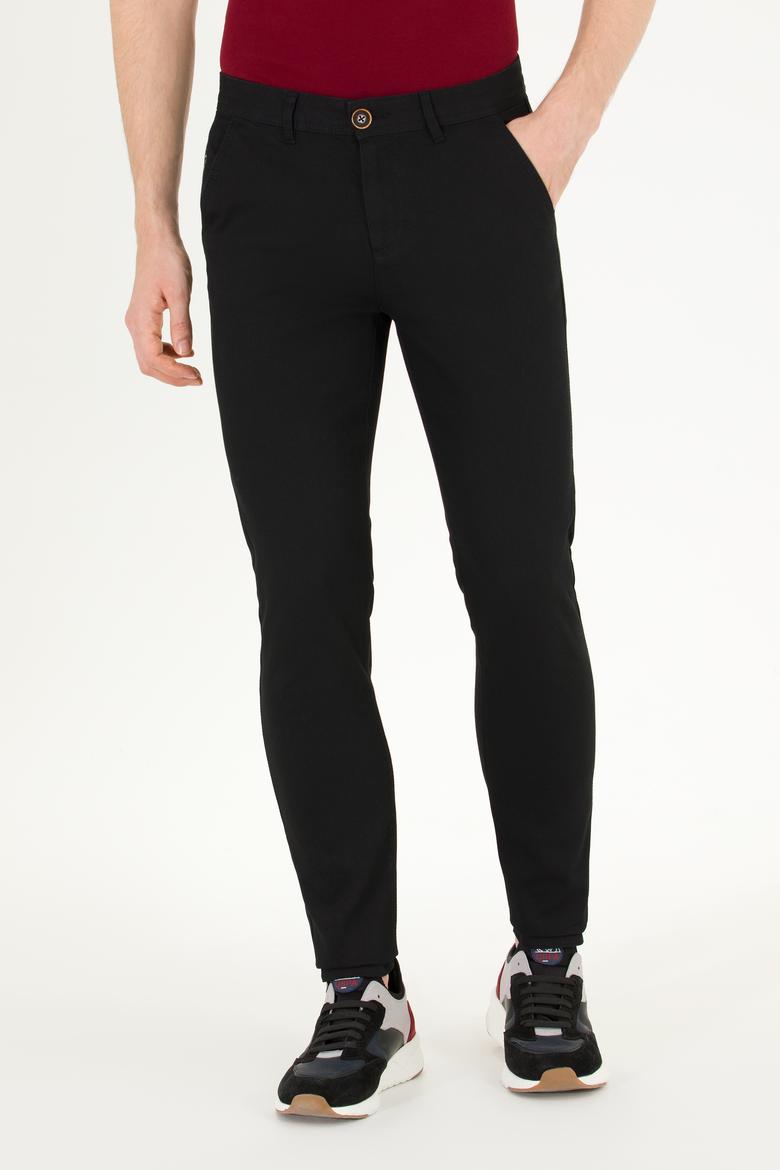 Erkek Slim Fit Siyah Kanvas / Chino Pantolon - 50266090012