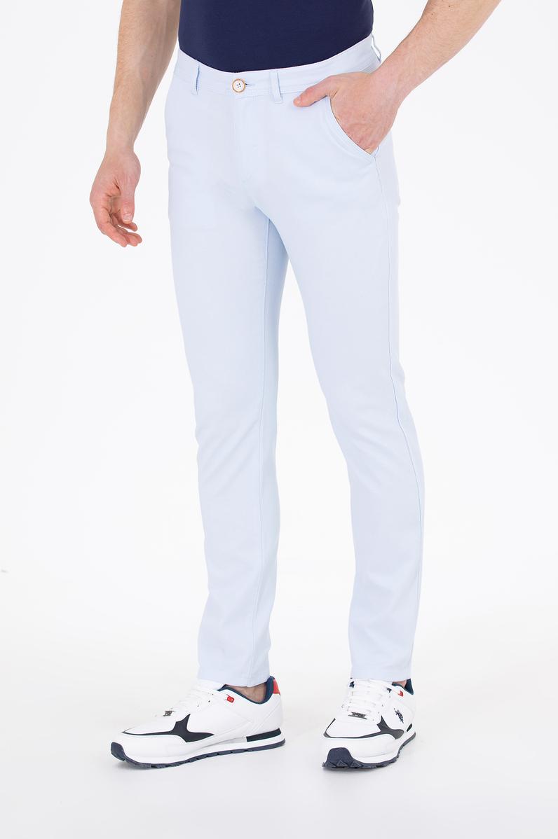 Erkek Slim Fit Açık Mavi Kanvas Pantolon