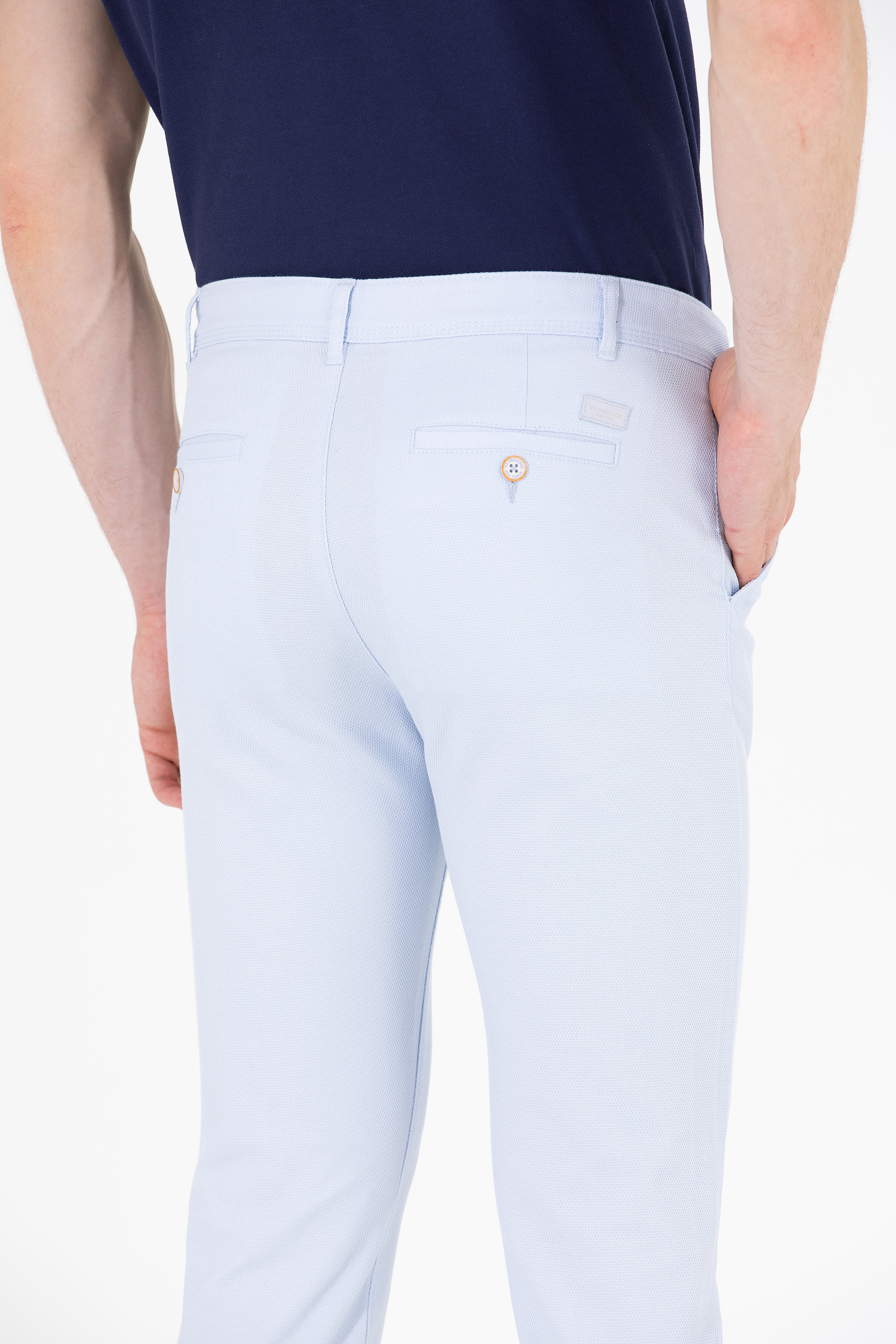 Erkek Slim Fit Açık Mavi Kanvas Pantolon - Image 7