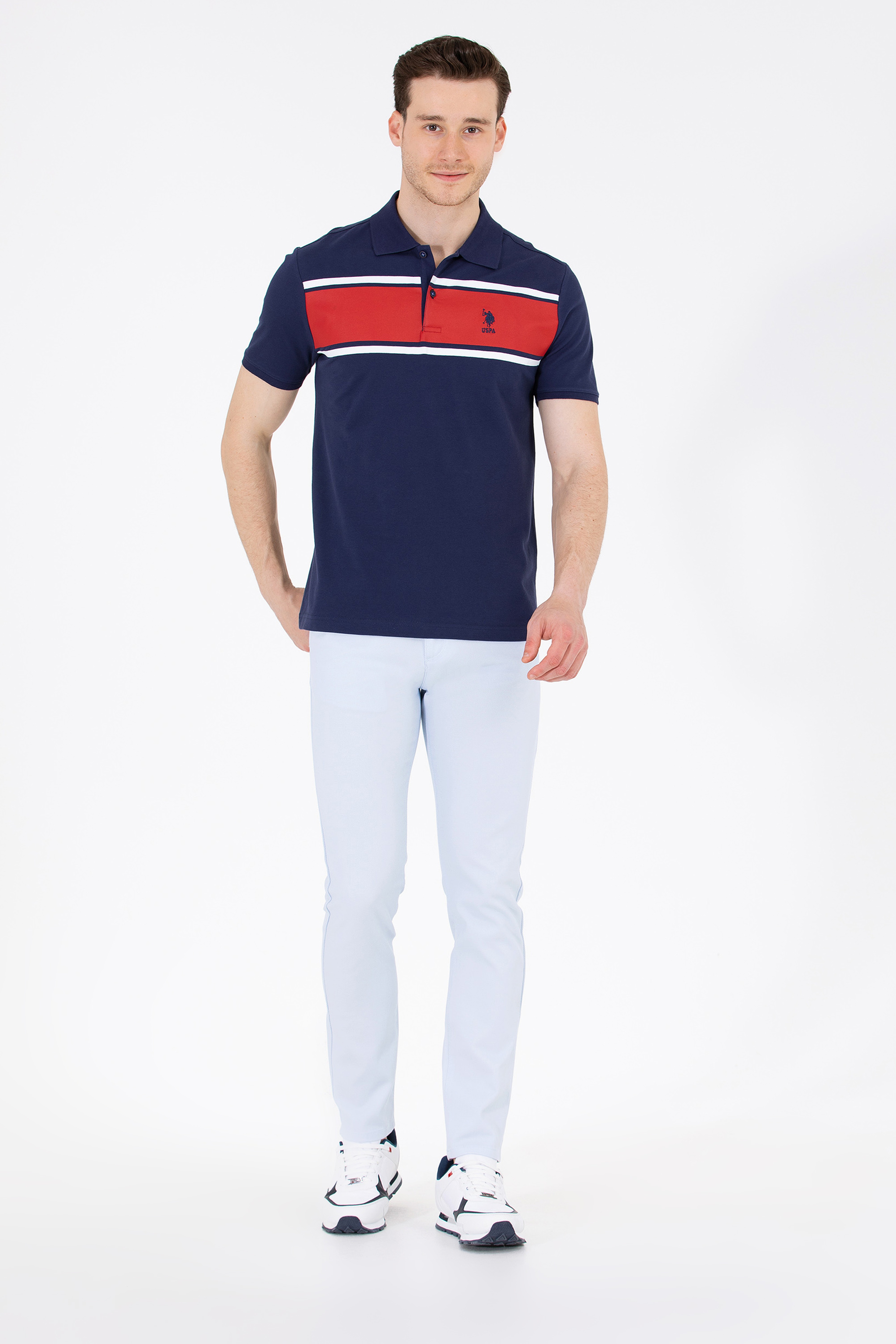 Erkek Slim Fit Açık Mavi Kanvas Pantolon