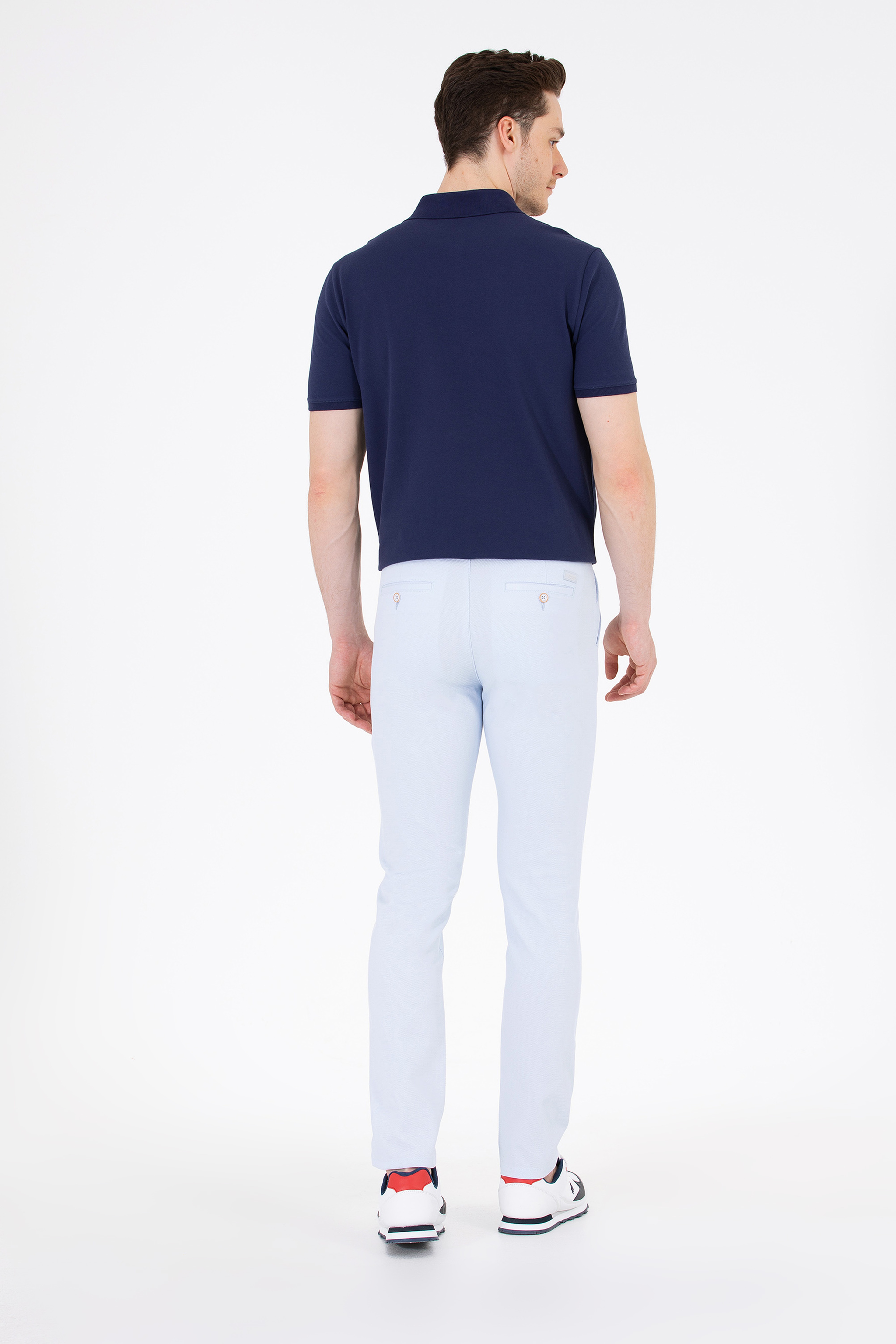 Erkek Slim Fit Açık Mavi Kanvas Pantolon - Image 4