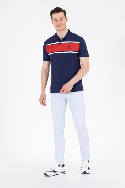 Erkek Slim Fit Açık Mavi Kanvas Pantolon