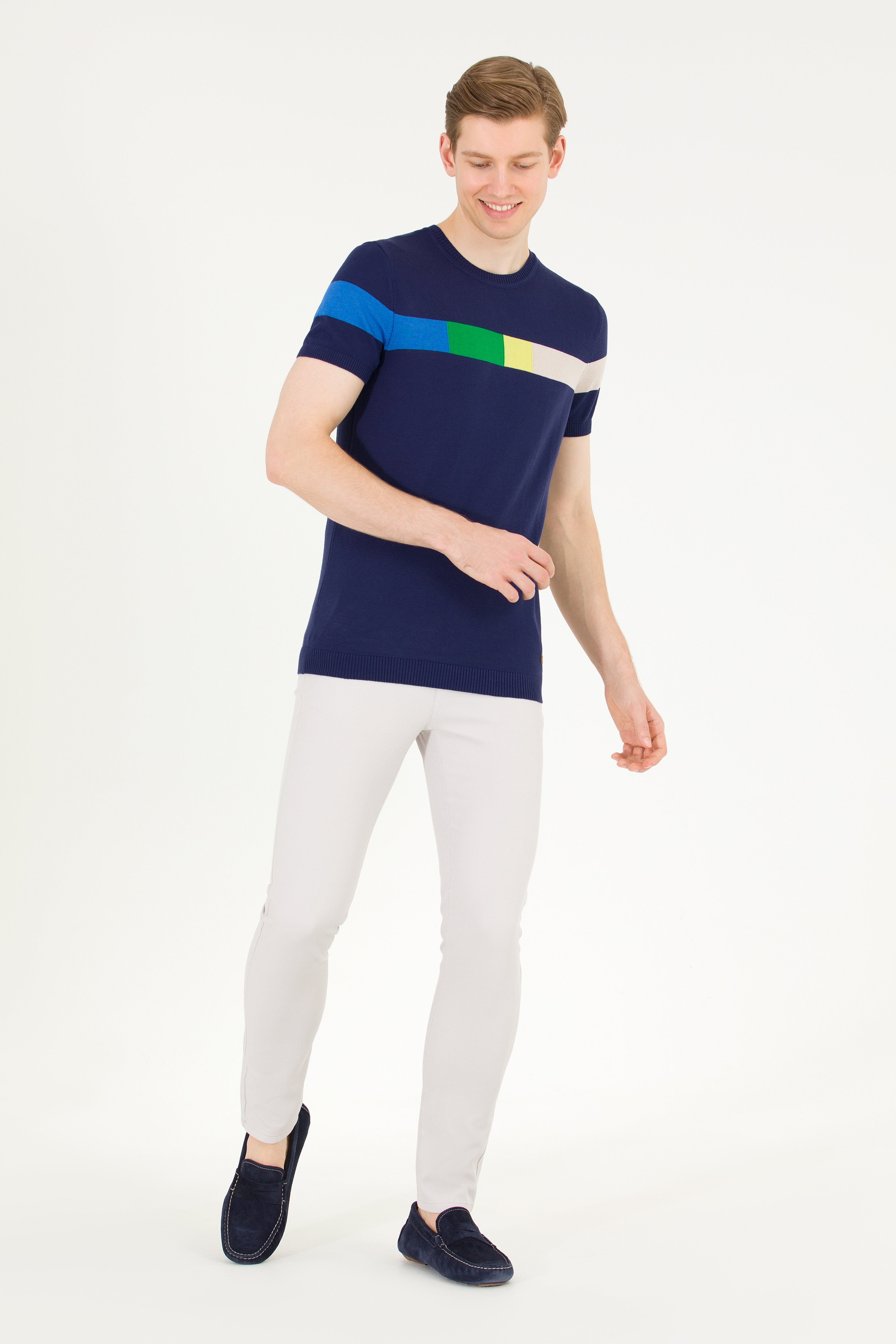 Erkek Slim Fit Açık Gri Kanvas / Chino Pantolon - Image 1
