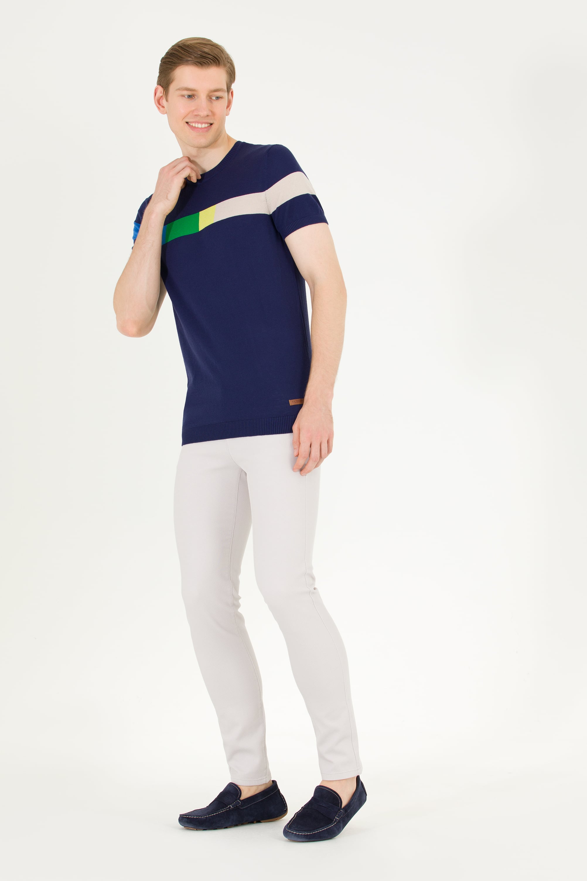 Erkek Slim Fit Açık Gri Kanvas / Chino Pantolon - Image 3