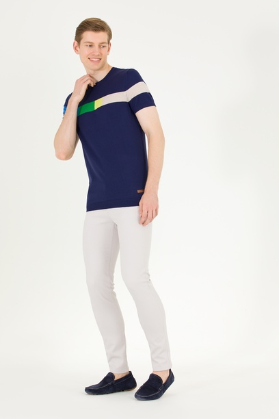 Erkek Slim Fit Açık Gri Kanvas / Chino Pantolon