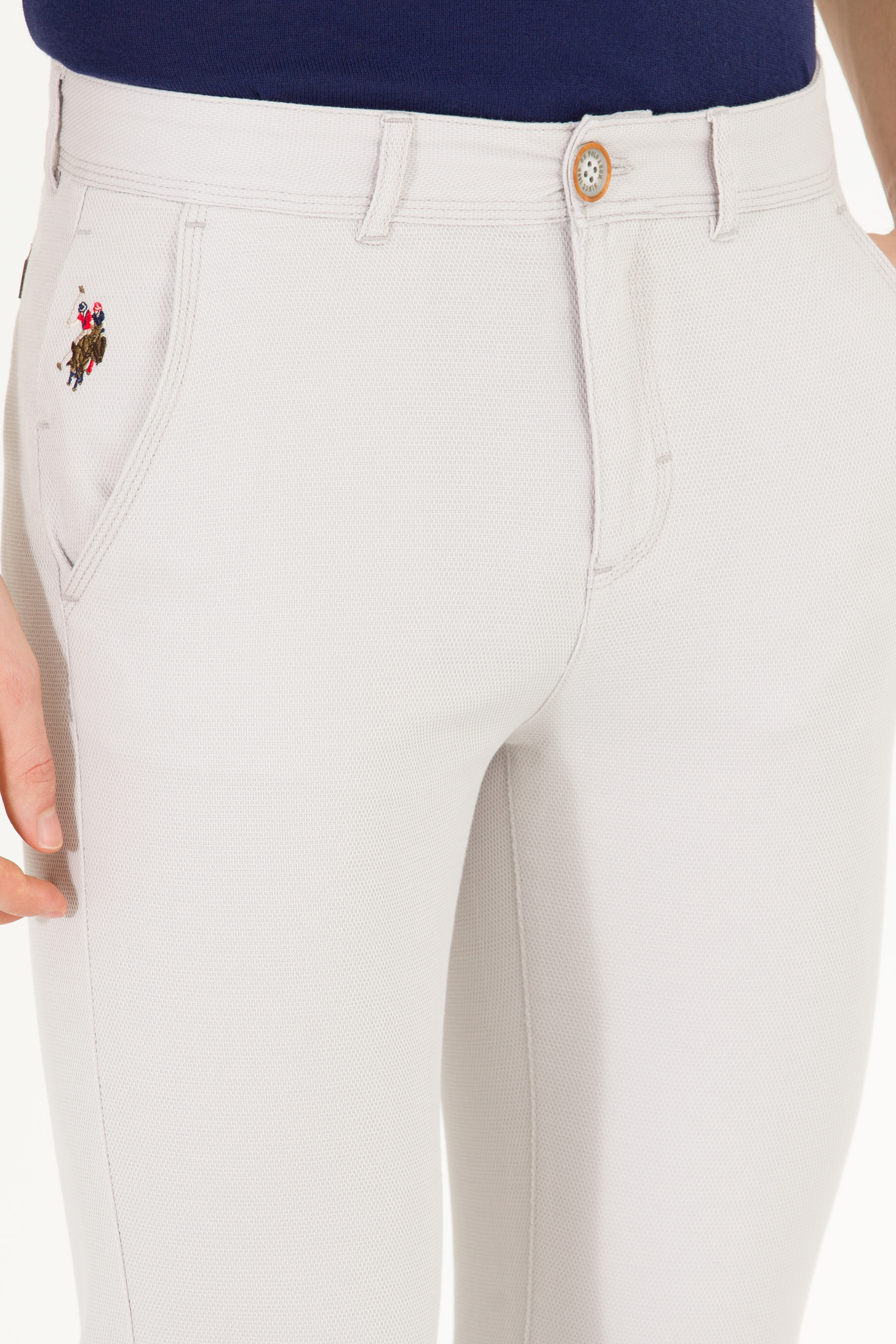 Erkek Slim Fit Açık Gri Kanvas / Chino Pantolon - Image 5