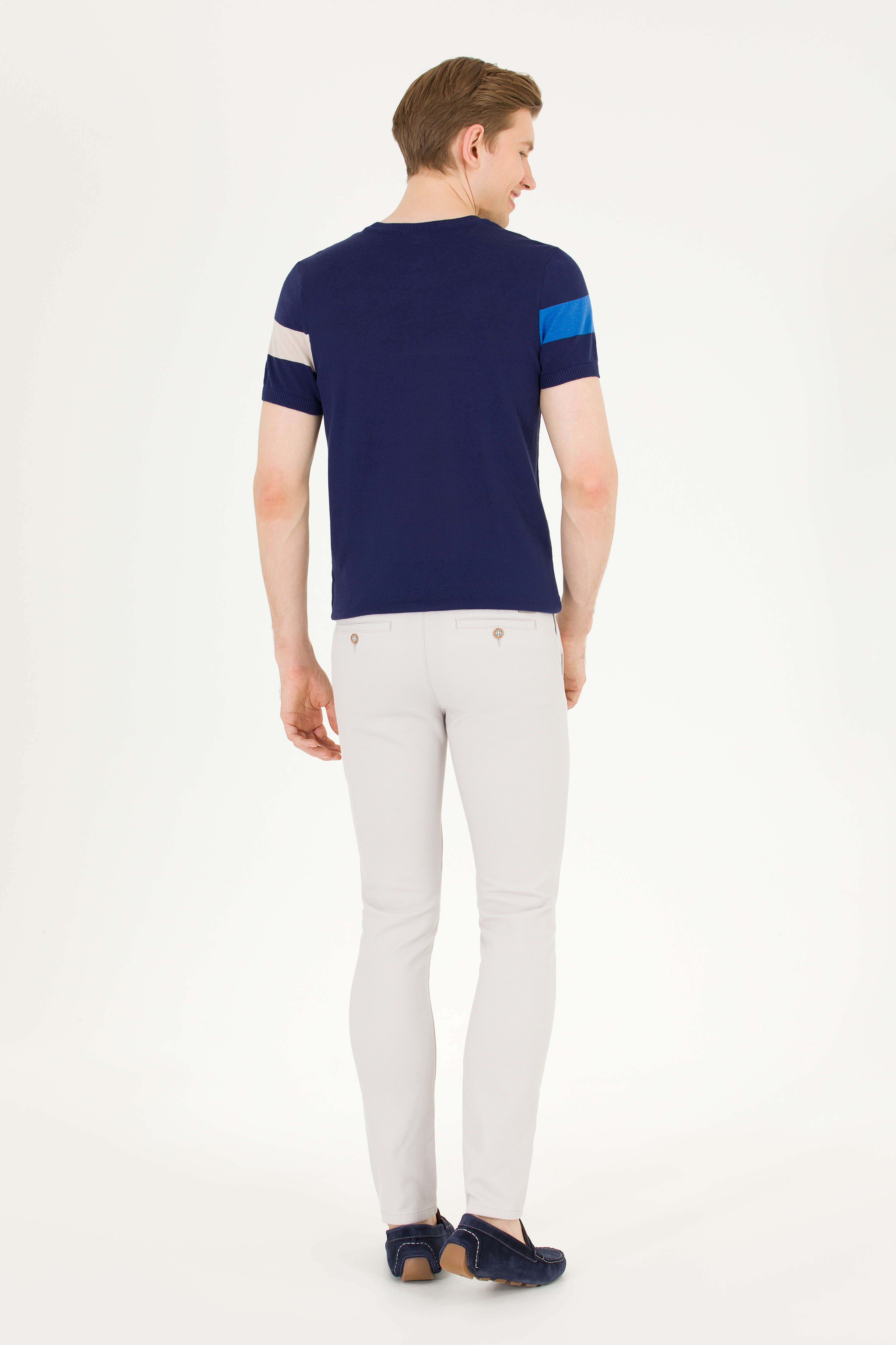 Erkek Slim Fit Açık Gri Kanvas / Chino Pantolon