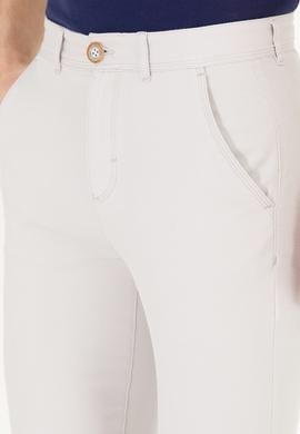 Erkek Slim Fit Açık Gri Kanvas / Chino Pantolon - 50266090072