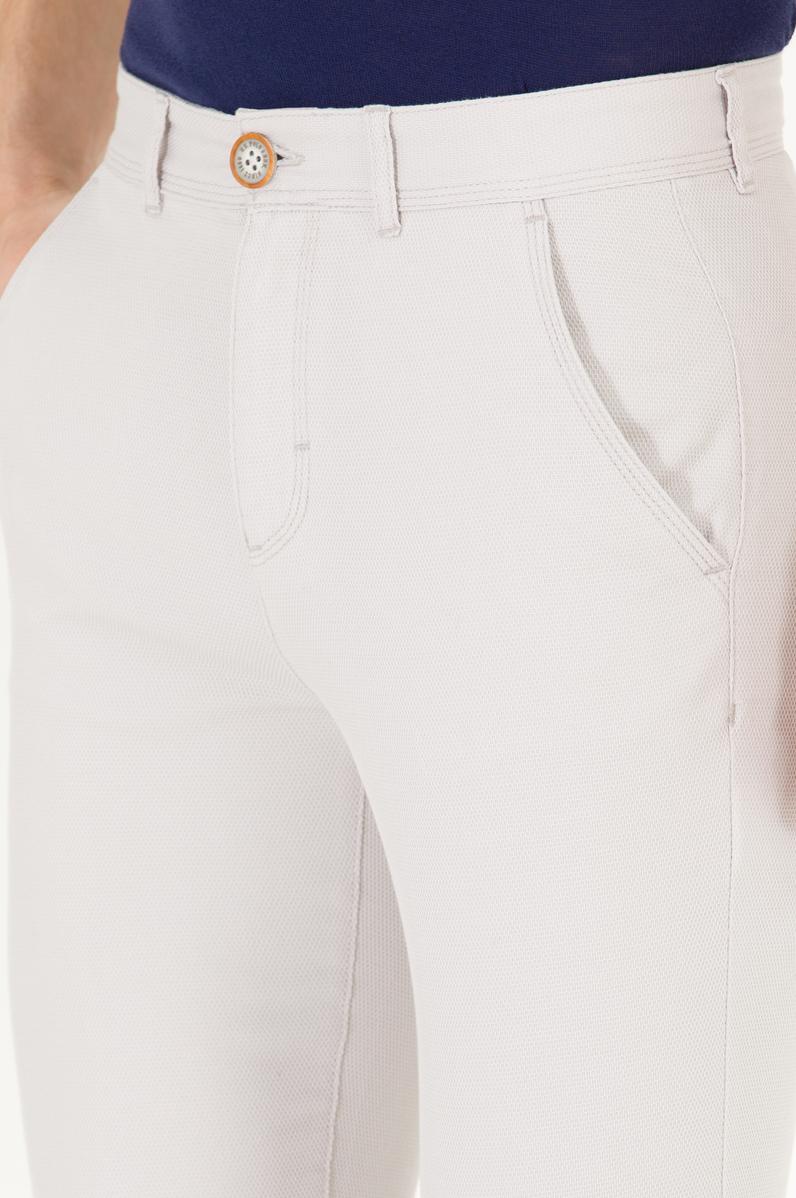 Erkek Slim Fit Açık Gri Kanvas / Chino Pantolon