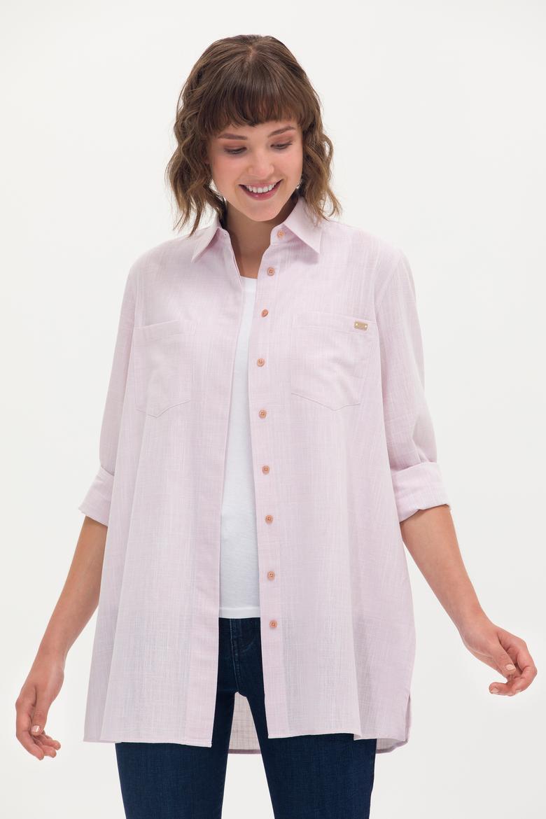 Kadın Pudra Uzun Kollu Gömlek