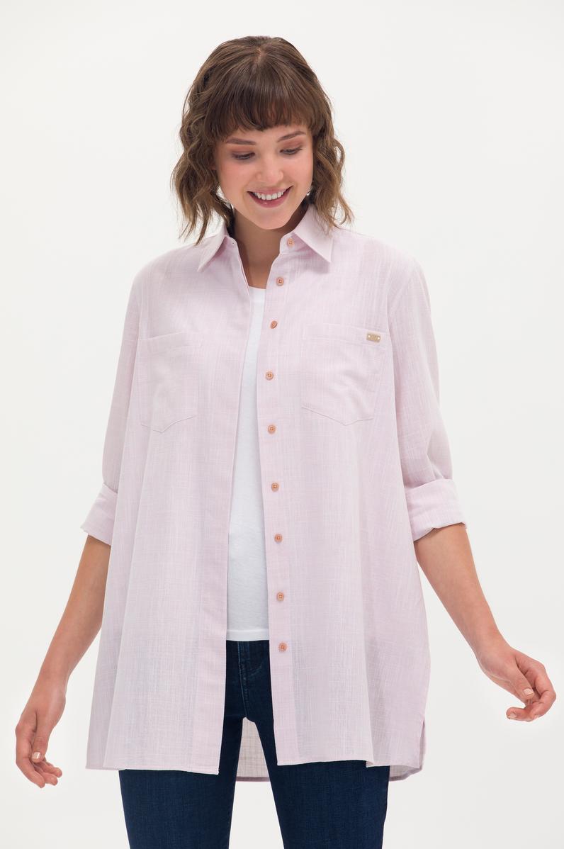 Kadın Pudra Uzun Kollu Gömlek