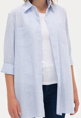 Kadın Açık Mavi Uzun Kollu Gömlek - 50270264015
