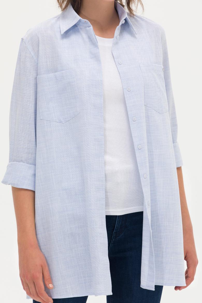 Kadın Açık Mavi Uzun Kollu Gömlek - 50270264015