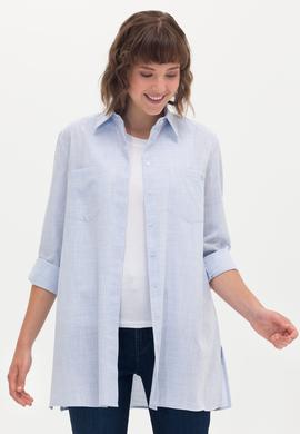 Kadın Açık Mavi Uzun Kollu Gömlek - 50270264015
