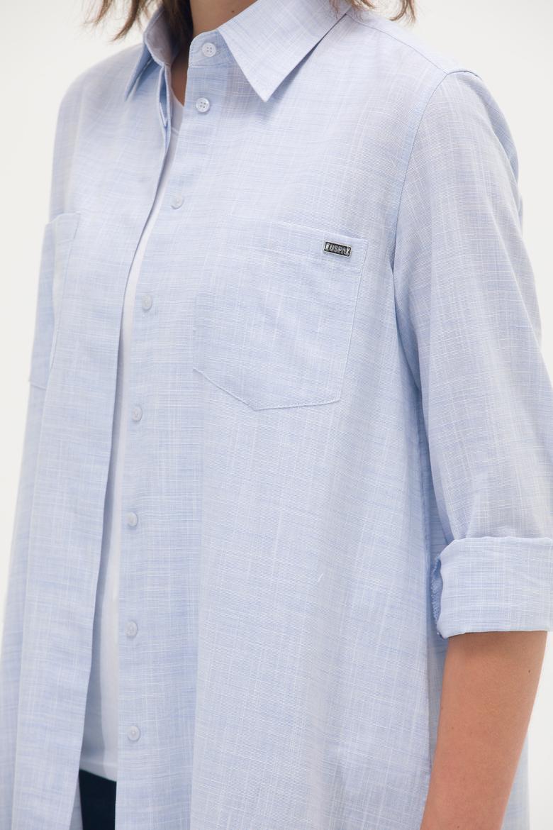 Kadın Açık Mavi Uzun Kollu Gömlek - 50270264015