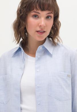 Kadın Açık Mavi Uzun Kollu Gömlek - 50270264015