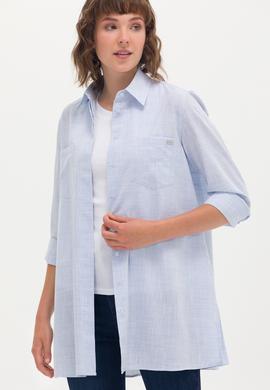 Kadın Açık Mavi Uzun Kollu Gömlek - 50270264015
