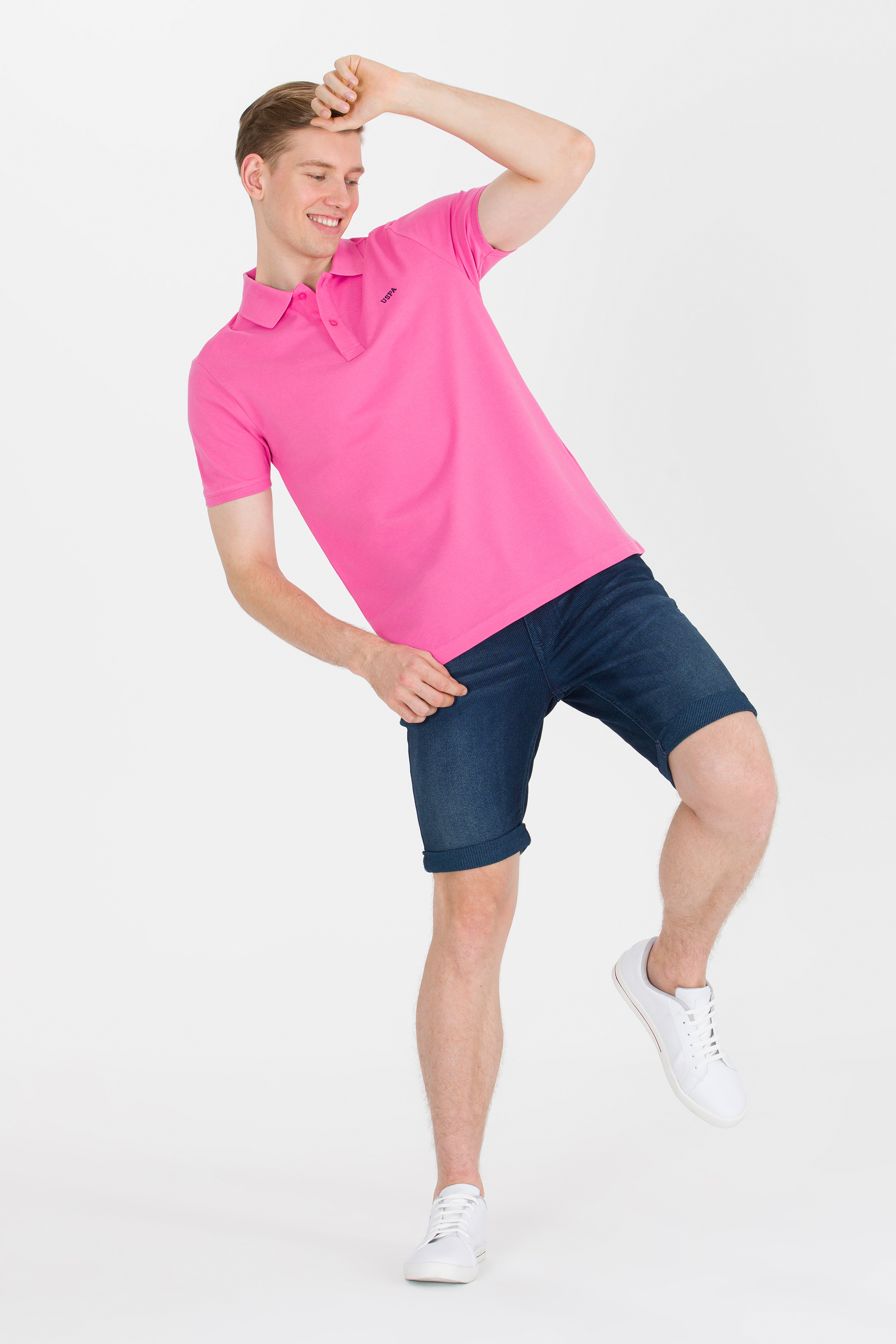 Erkek Pembe Basic Polo Yaka Tişört - Image 4