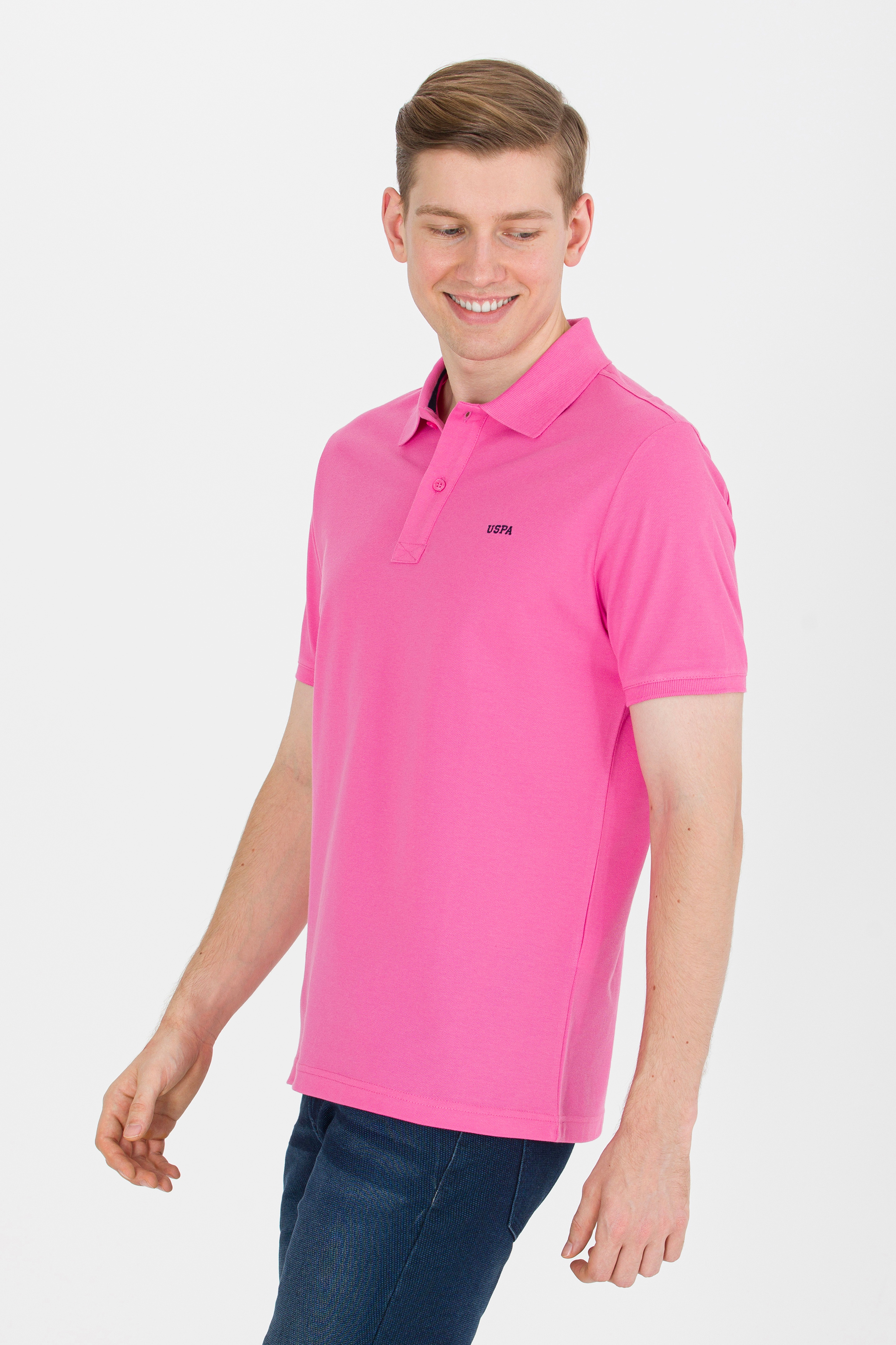 Erkek Pembe Basic Polo Yaka Tişört - Image 1