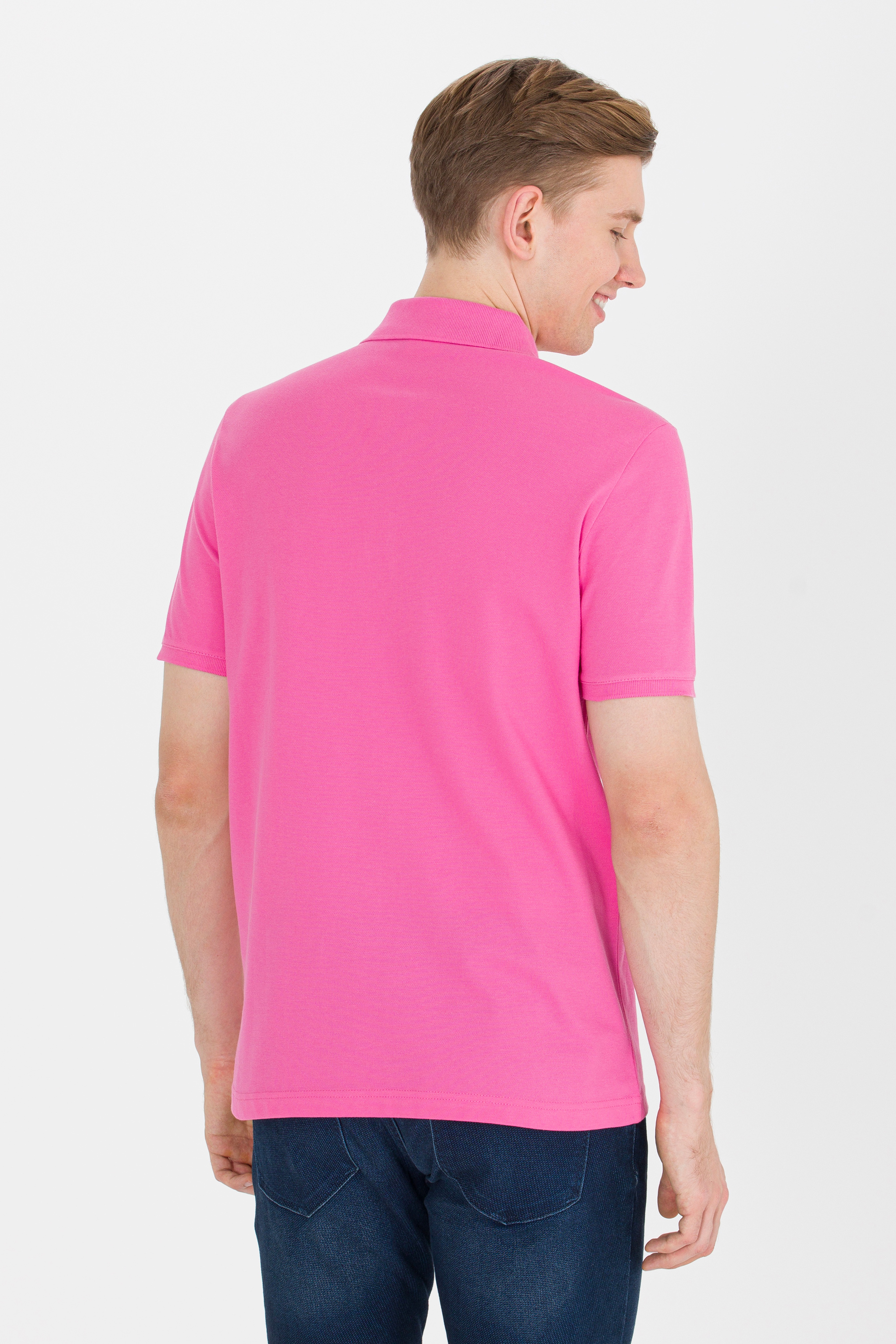 Erkek Pembe Basic Polo Yaka Tişört - Image 5