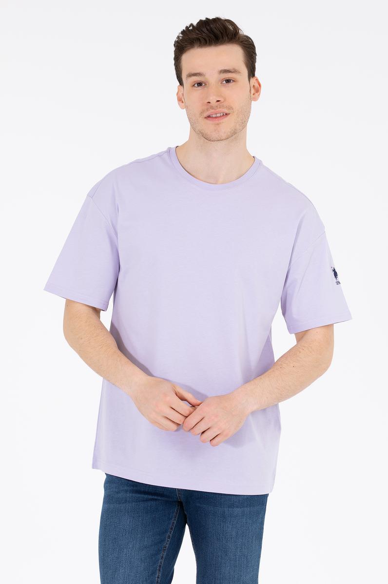 Erkek Lila Oversize Bisiklet Yaka Tişört