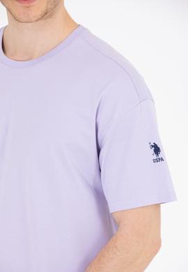 Erkek Lila Oversize Bisiklet Yaka Tişört - 50264917059