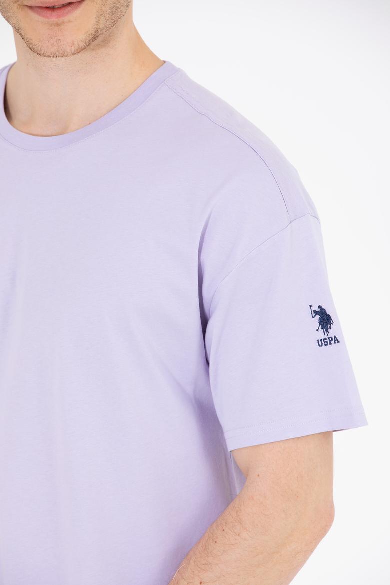 Erkek Lila Oversize Bisiklet Yaka Tişört - 50264917059