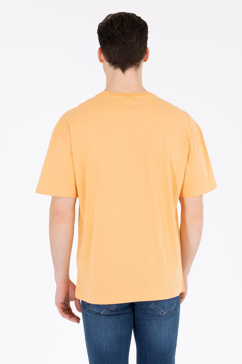 Erkek Kavun Oversize Bisiklet Yaka Tişört - 50264917128